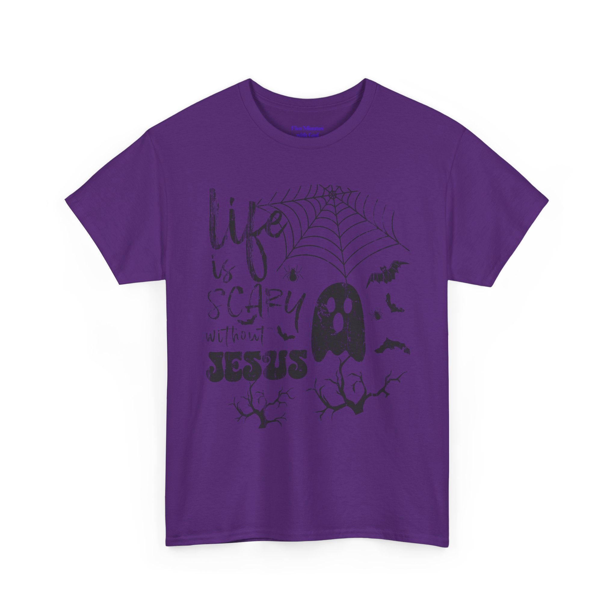 Halloween Ghost Tee: Life is Scary Without Jesus, Unisex Heavy Cotton T-Shirt, Halloween Shirt, Faith-Based Apparel, Cute Ghost Tee, [...]
