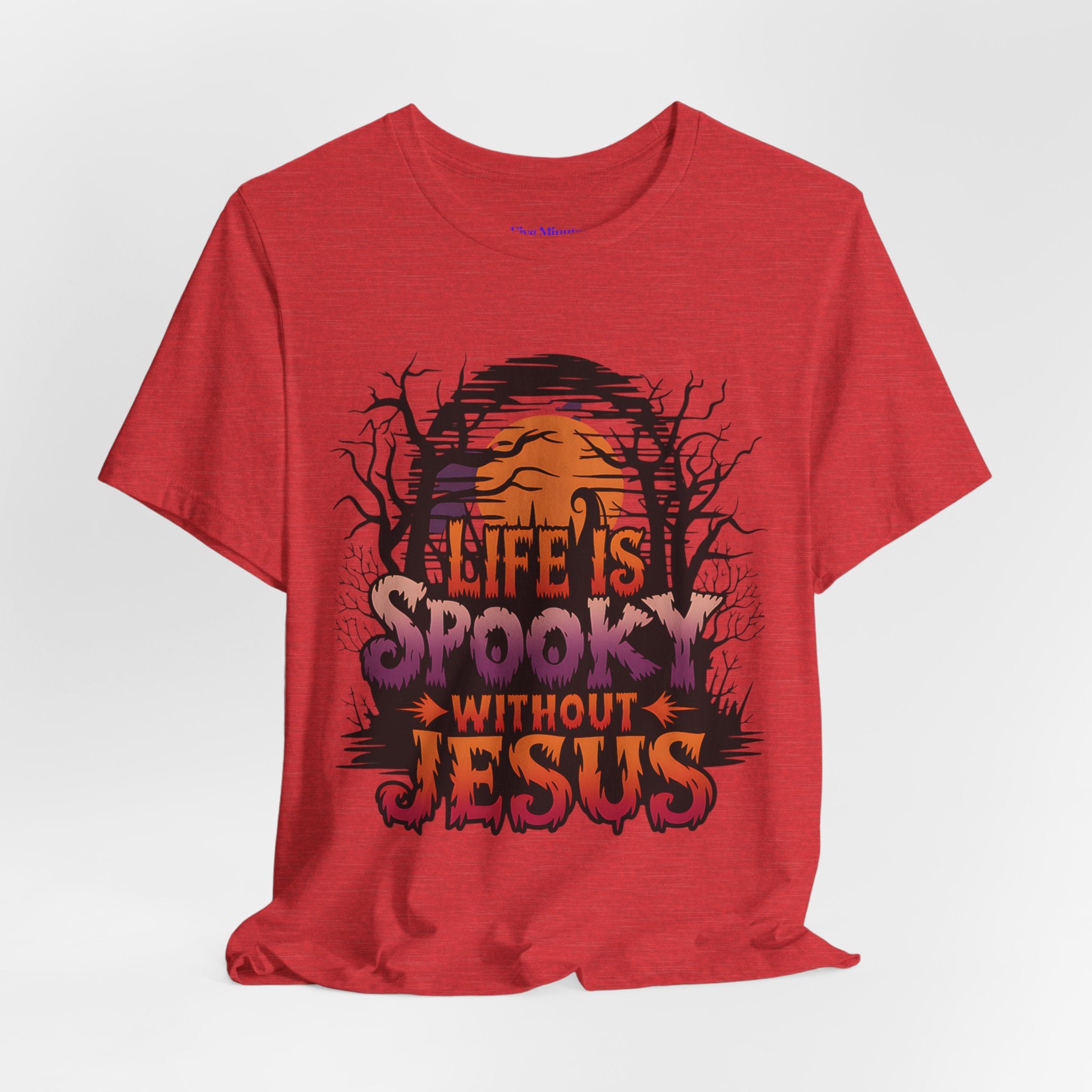 Spooky Jesus Tee - Short Sleeve Unisex Jersey Shirt, Halloween Apparel, Faith-Based Gift, Casual Wear, Everyday Comfort