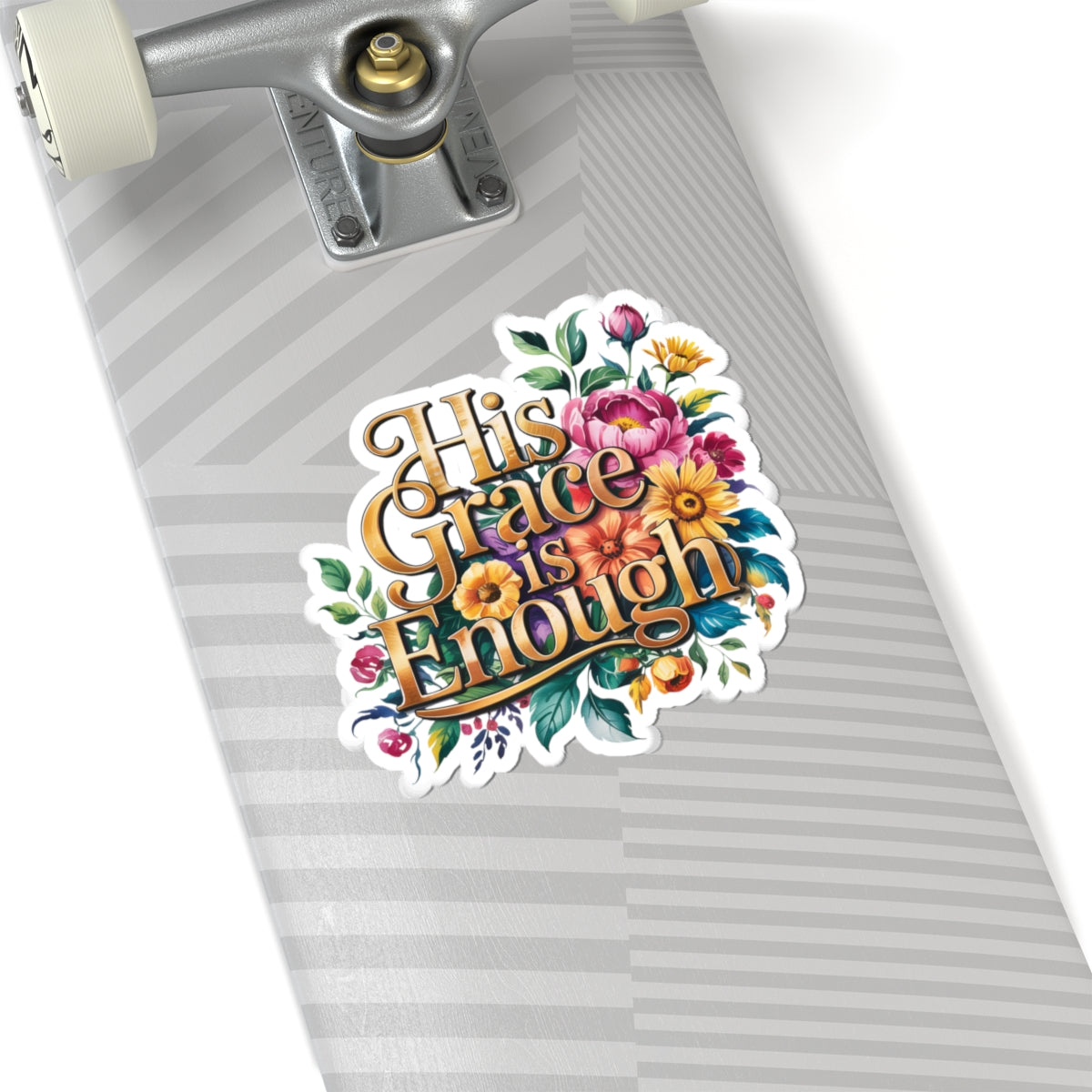 Floral Inspirational Kiss-Cut Stickers | His Grace is Enough, Laptop Décor, Positive Affirmations, Gift Ideas, Journals, Planners
