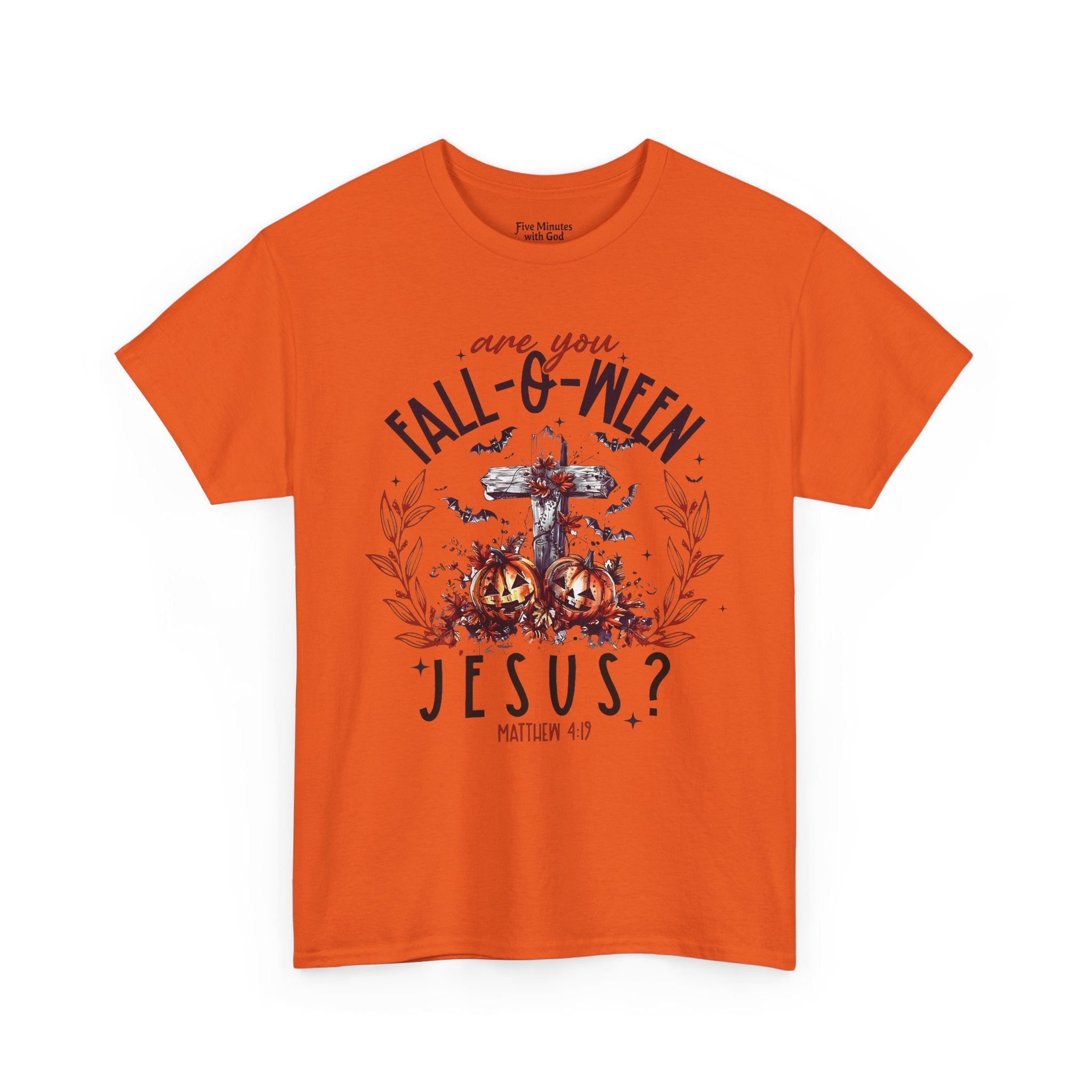 Fall-O-Ween Jesus Unisex Heavy Cotton Tee, Halloween Shirt, Christian T-Shirt, Autumn Apparel, Gift for Him/Her