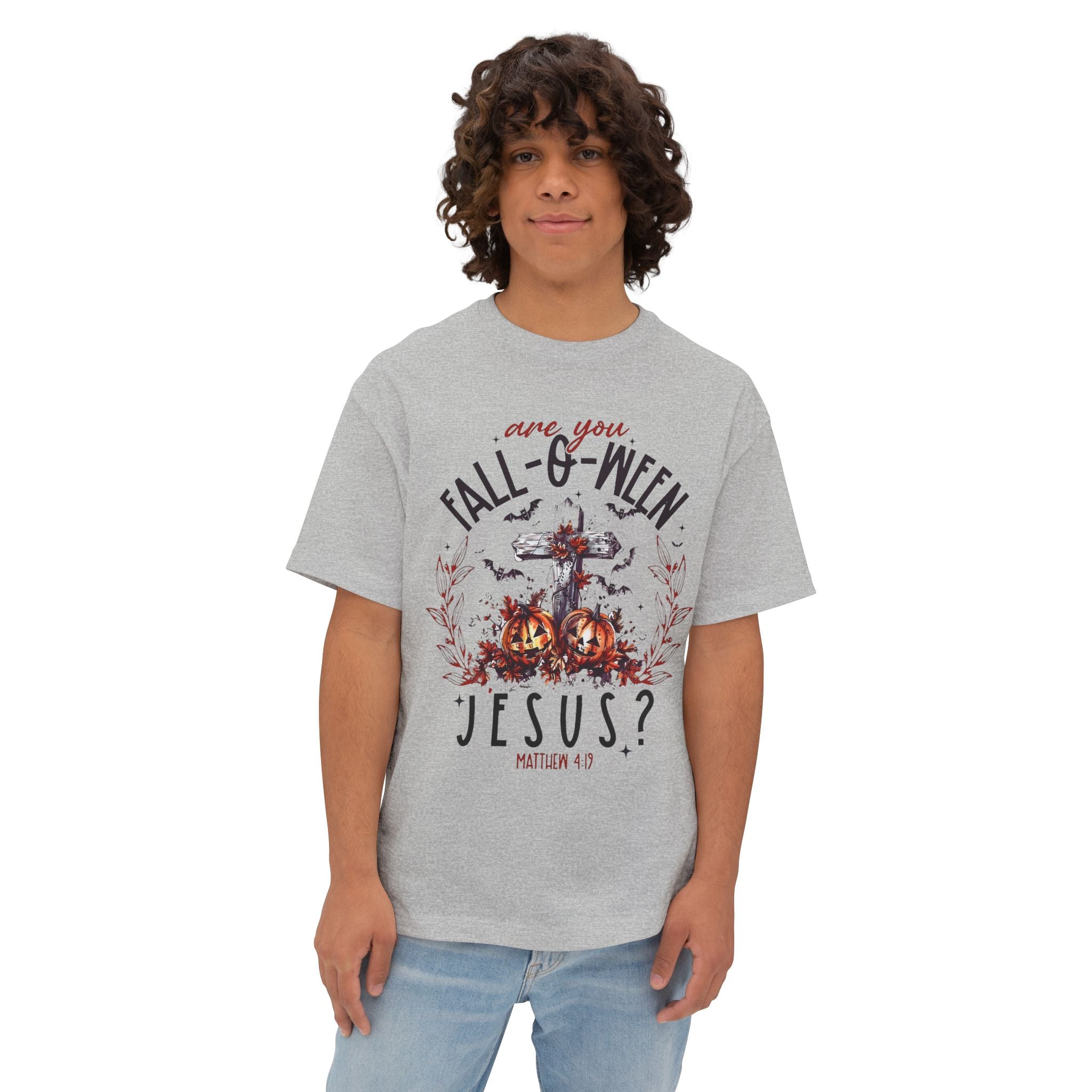 Fall-O-Ween Jesus Boxy Tee, Oversized T-Shirt for Halloween, Unisex, Funny Christian Tee, Casual Fall Wear, Unique Gift Idea