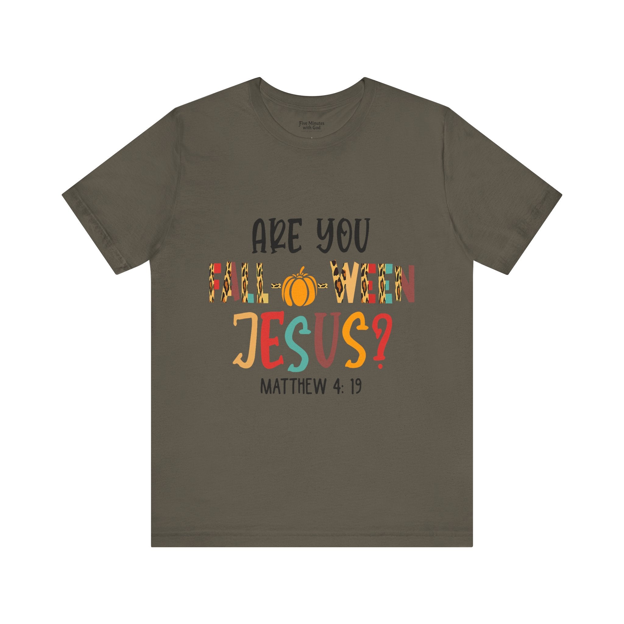 Fall-Themed Jesus Tee | Unisex Jersey Short Sleeve T-Shirt, Halloween Church Wear, Faith-Based Gift, Cozy Casual Top