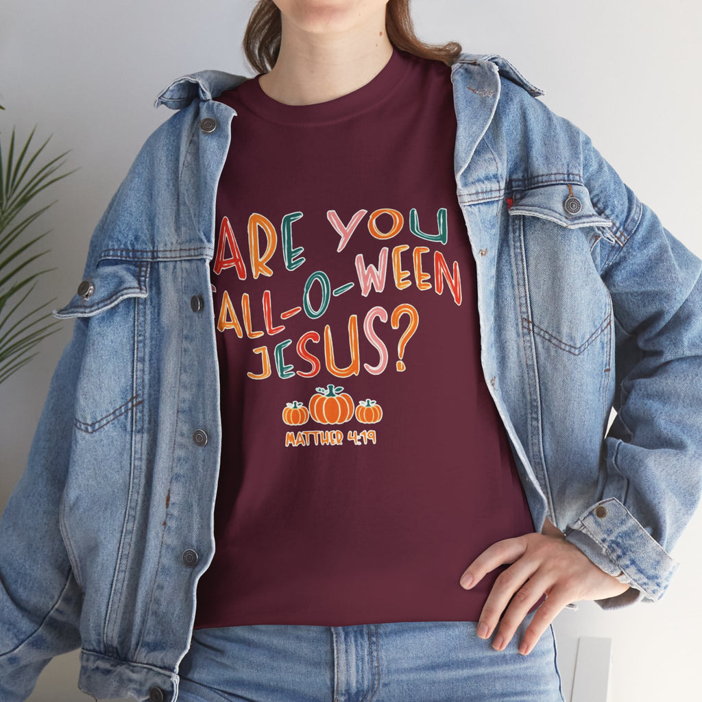 Unisex Fall-O-Ween Jesus Tee, Halloween T-Shirt, Christian Apparel, Autumn Fashion, Fun Holiday Shirt, Pumpkin Theme