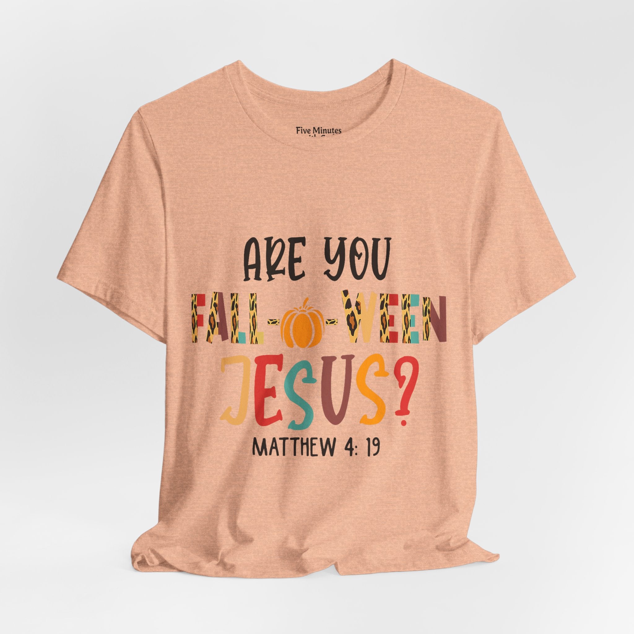 Fall-Themed Jesus Tee | Unisex Jersey Short Sleeve T-Shirt, Halloween Church Wear, Faith-Based Gift, Cozy Casual Top