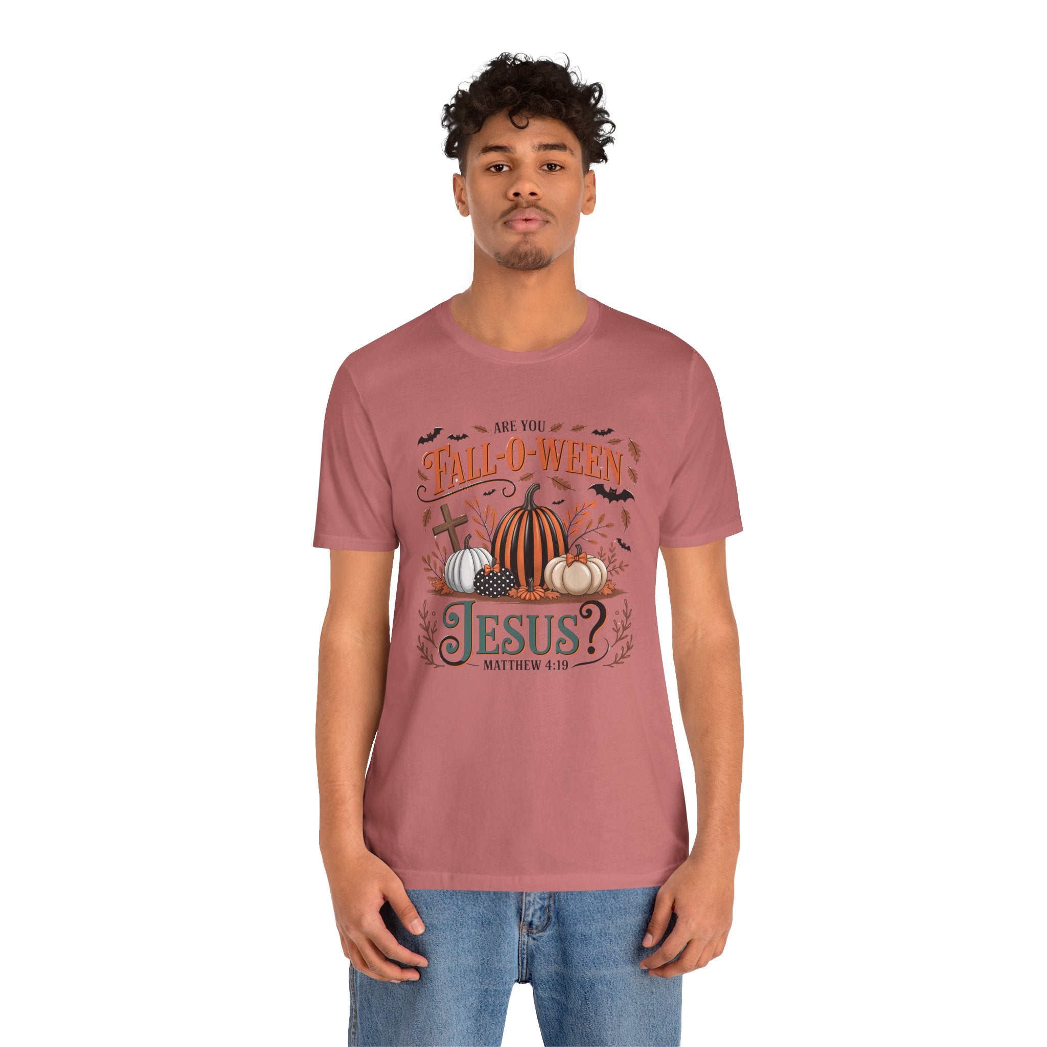 Fall-O-Ween Jesus Tee, Funny Fall T-Shirt, Unisex Pumpkin Shirt, Halloween Christian Top, Autumn Graphic Tee, Religious Casual Wear