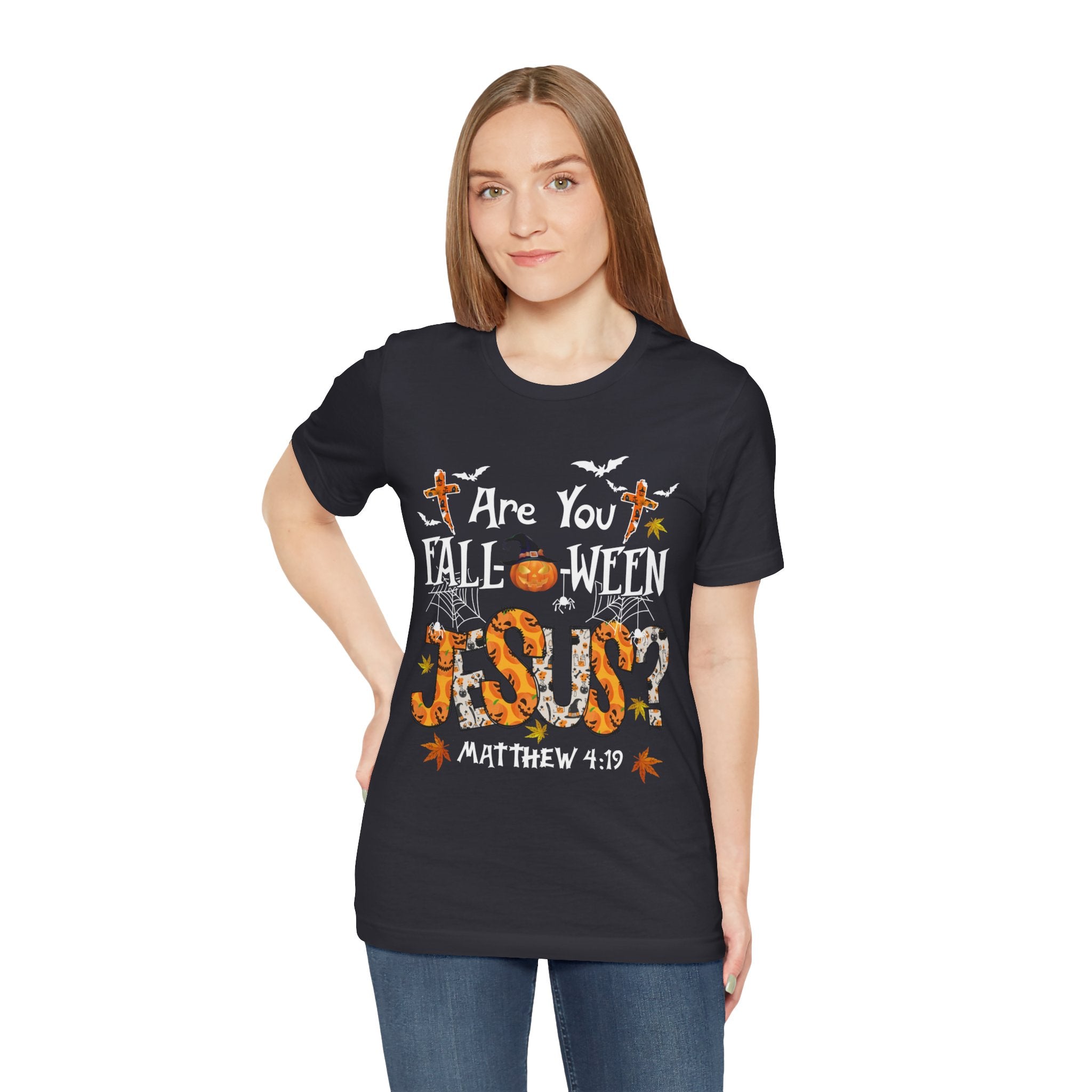 Jesus? Unisex Short Sleeve Tee | Fall Inspired T-Shirt, Autumn Apparel, Halloween Gift, Cozy Casual Wear, Everyday Style