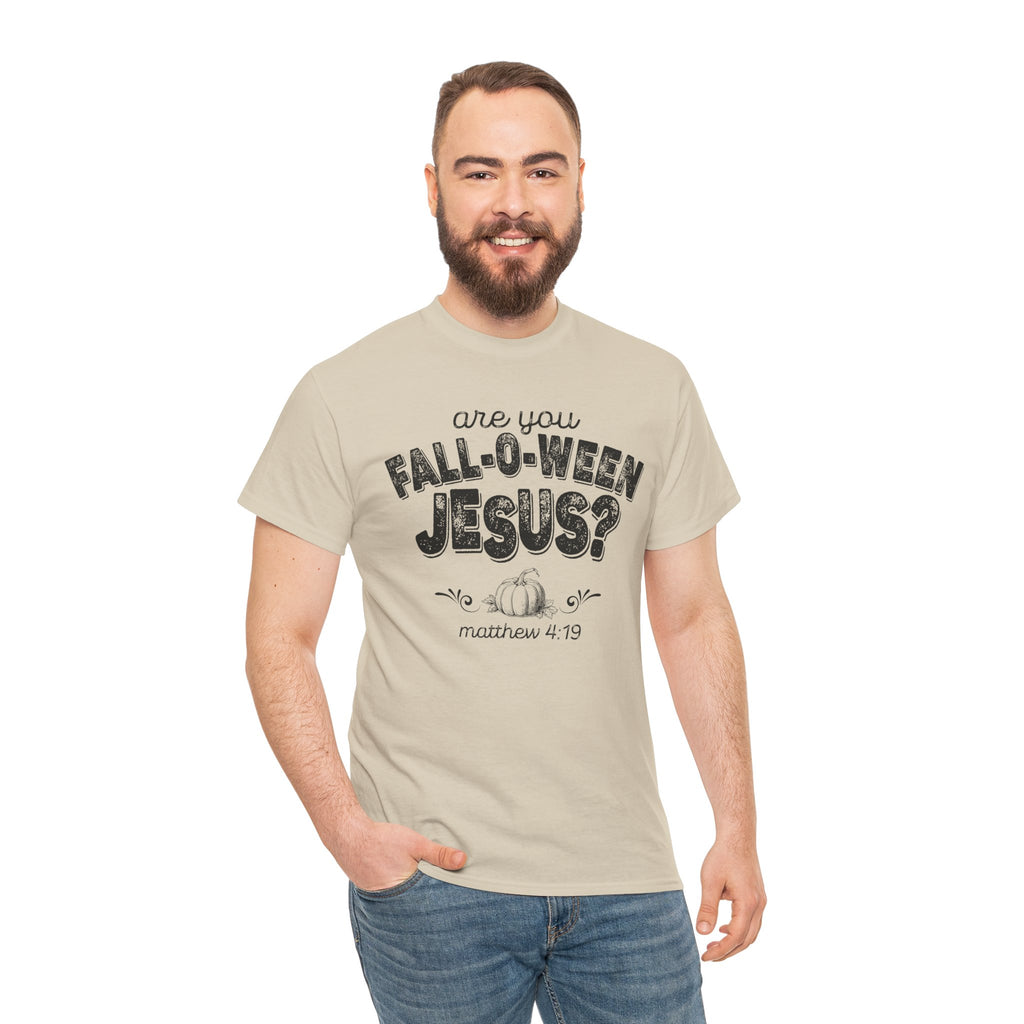 Fall-Themed Tee, Are You Fall-O-Ween Jesus, Unisex Cotton Shirt, Funny Fall Apparel, Halloween T-Shirt, Thanksgiving Gift Ideas