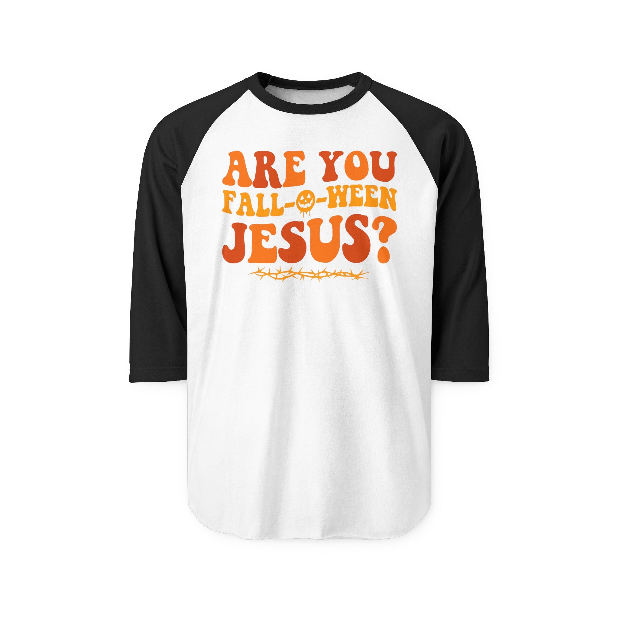Halloween Jesus Raglan Shirt, Fall-Themed Apparel, Unisex Shirt, Funny Halloween Top, Holiday Outfit, Casual Costume