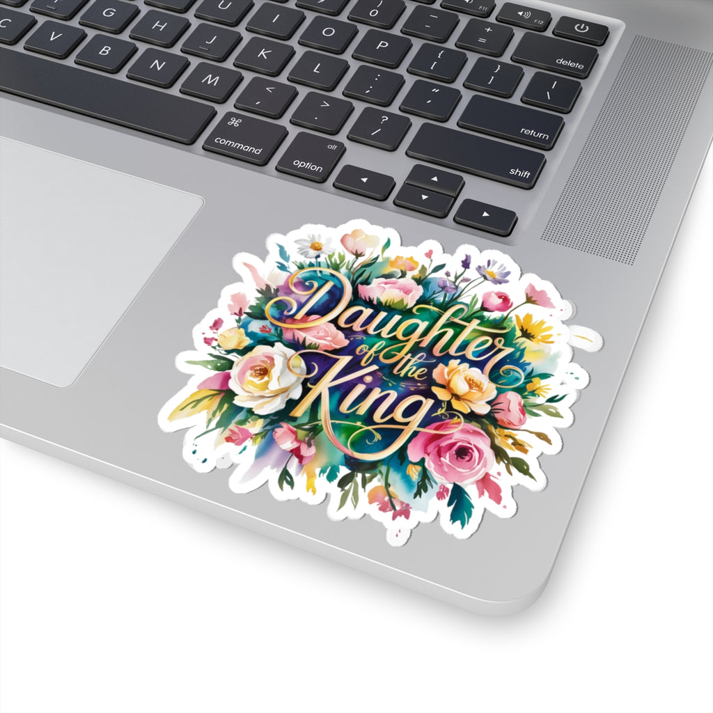 Floral Daughter of the King Kiss-Cut Stickers, Inspirational Stickers, Flower Stickers, Christian Stickers, Laptop Decor, Scripture Quotes
