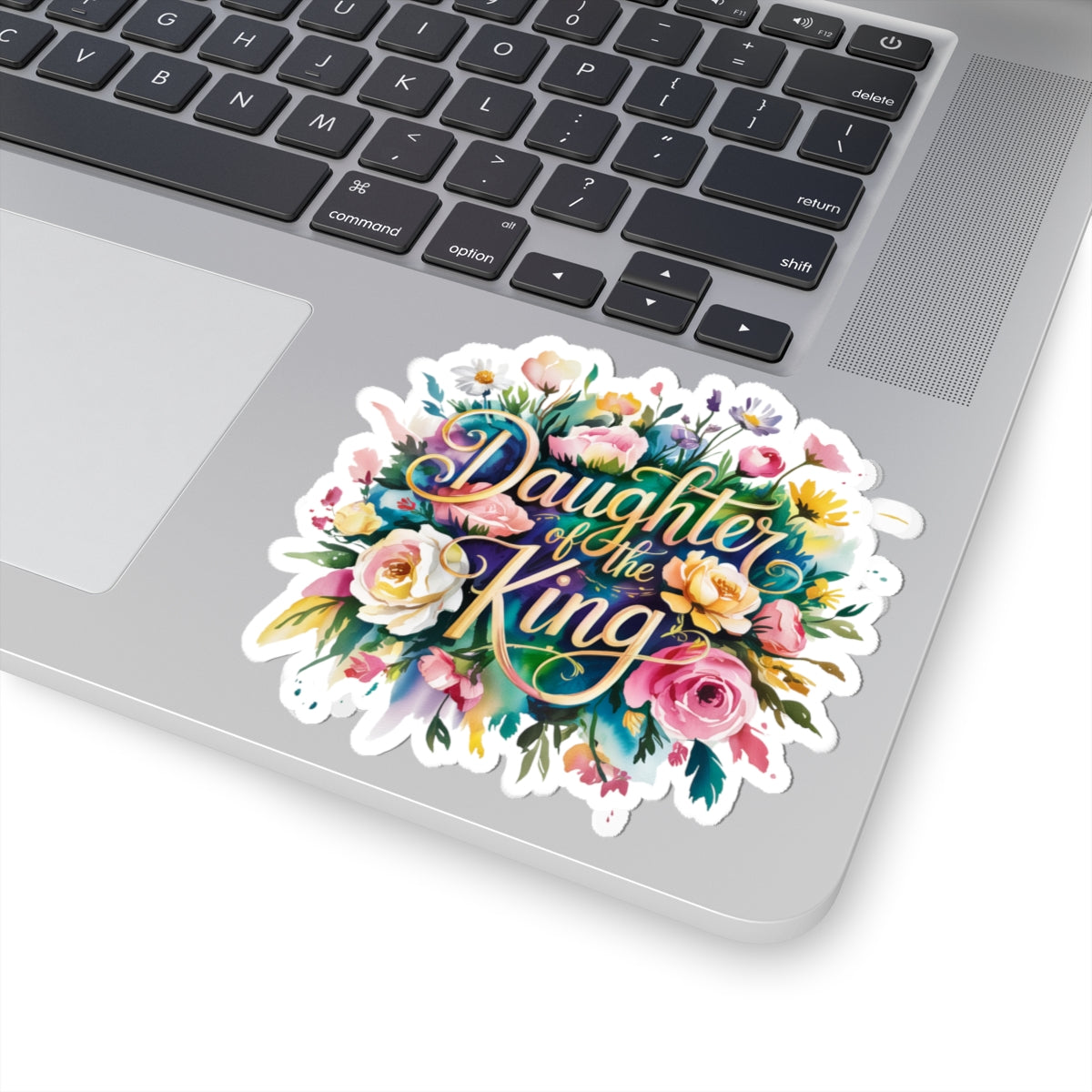 Floral Daughter of the King Kiss-Cut Stickers, Inspirational Stickers, Flower Stickers, Christian Stickers, Laptop Decor, Scripture Quotes