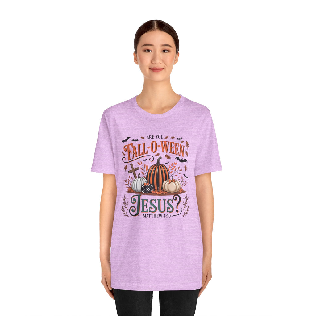 Fall-O-Ween Jesus Tee, Funny Fall T-Shirt, Unisex Pumpkin Shirt, Halloween Christian Top, Autumn Graphic Tee, Religious Casual Wear