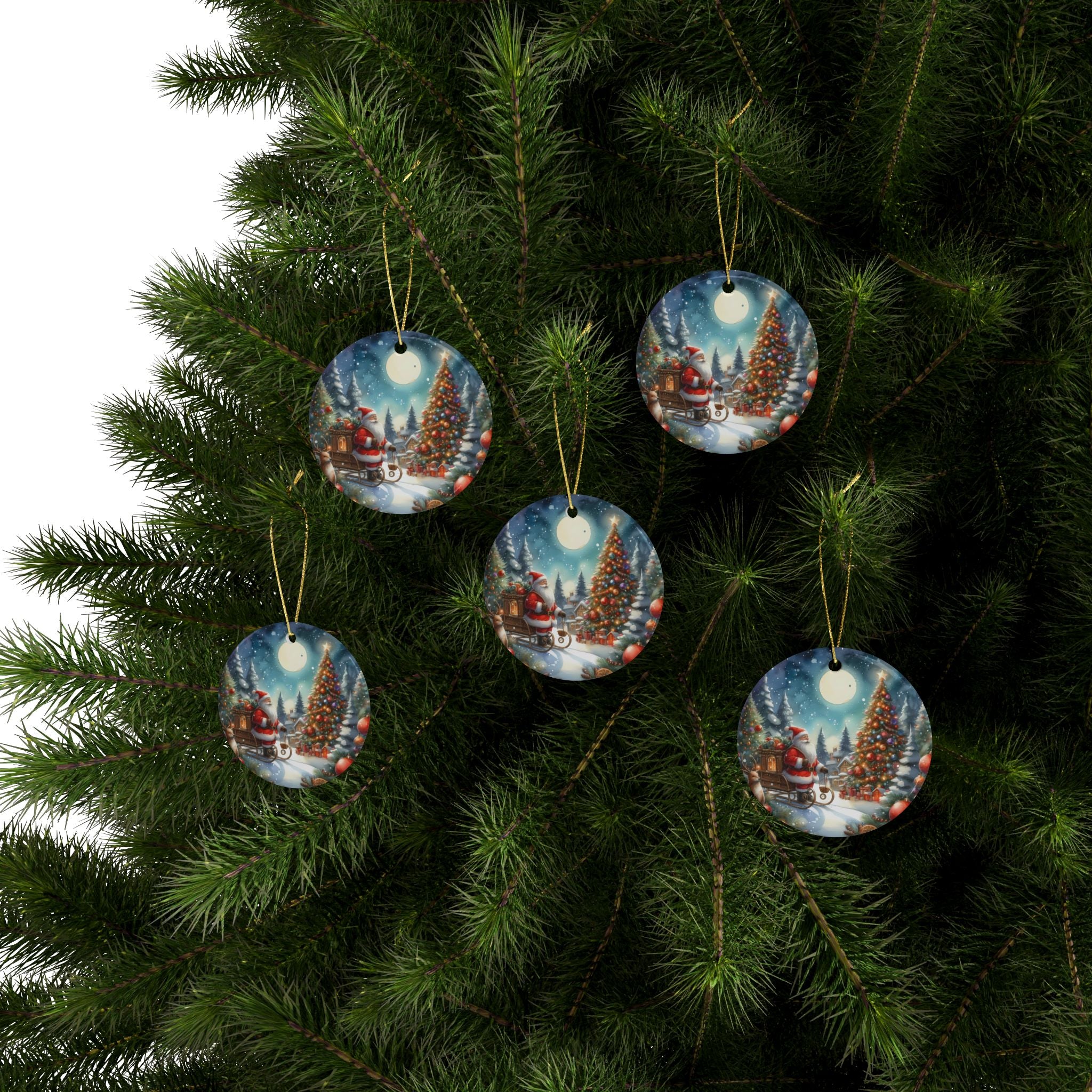 Festive Ceramic Ornaments, Holiday Decor, Christmas Tree Ornaments, Santa Ornament, Winter Decoration, Gift Idea