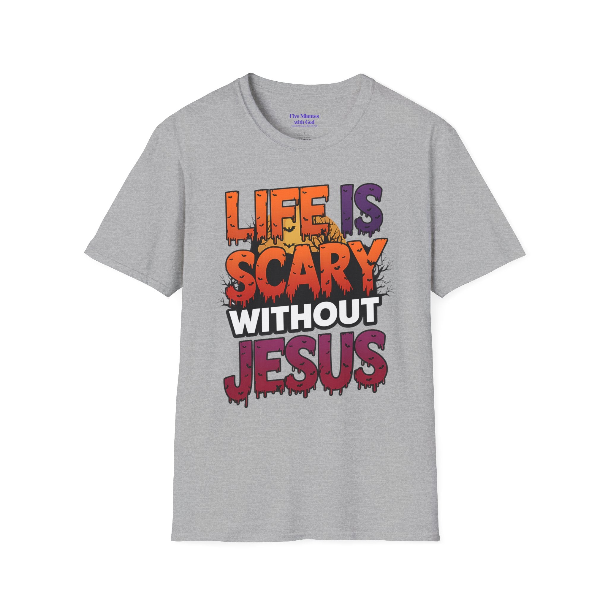 Unisex Softstyle Graphic Tee - Life is Scary Without Jesus, Faith Shirt, Christian T-Shirt, Inspirational Gift, Religious Apparel, [...]