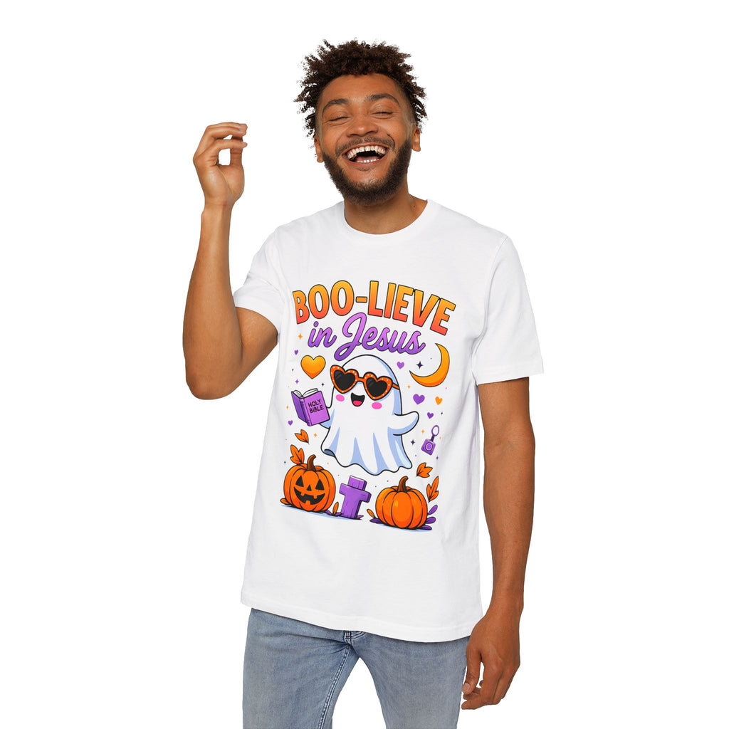 Halloween Christian Ghost T-Shirt, Boo-lieve in Jesus Shirt, Cute Halloween Apparel, Faith-Based Tee, Fall Celebration Top, Spooky [...]