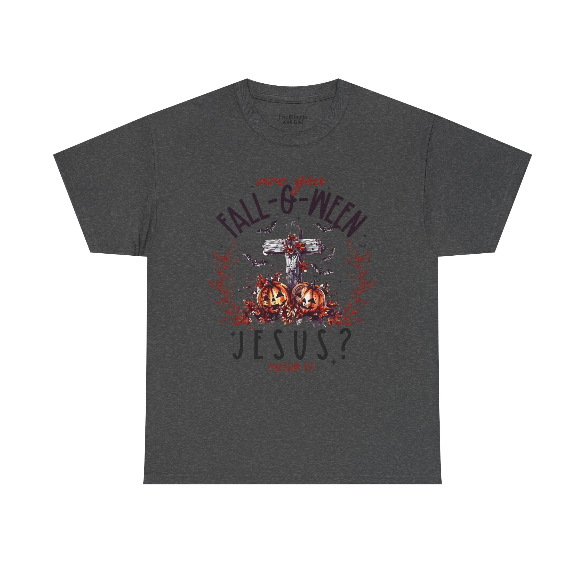 Fall-O-Ween Jesus Unisex Heavy Cotton Tee, Halloween Shirt, Christian T-Shirt, Autumn Apparel, Gift for Him/Her