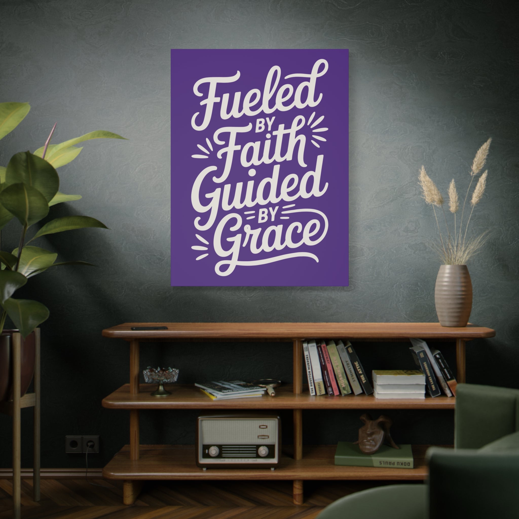 Purple Stretched Canvas Art, Motivational Wall Decor, Home Inspirational Art, Faith-Based Decor, Gift for Faith Lovers