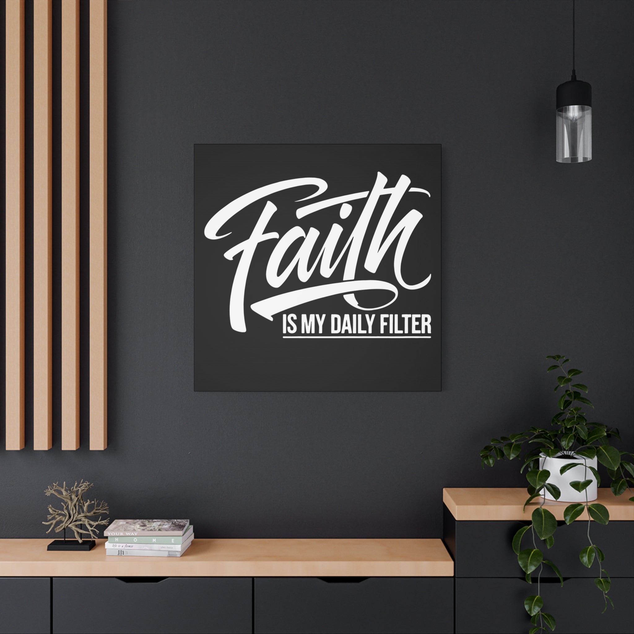Inspirational Canvas Wall Art, Faith Quote Decor, Motivational Home Decor, Gray Wall Hanging, Gift for Faith Lovers