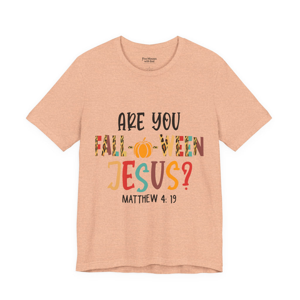 Fall-Themed Jesus Tee | Unisex Jersey Short Sleeve T-Shirt, Halloween Church Wear, Faith-Based Gift, Cozy Casual Top