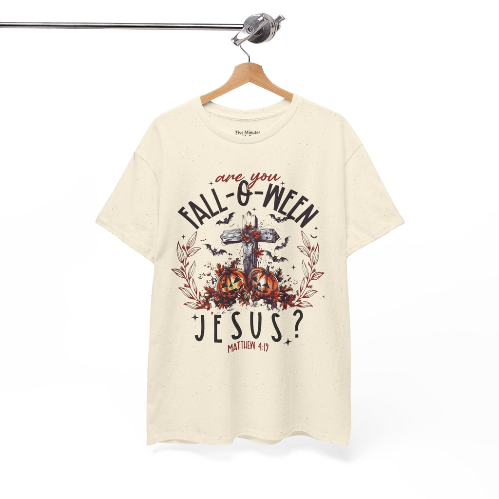 Fall-O-Ween Jesus Unisex Heavy Cotton Tee, Halloween Shirt, Christian T-Shirt, Autumn Apparel, Gift for Him/Her