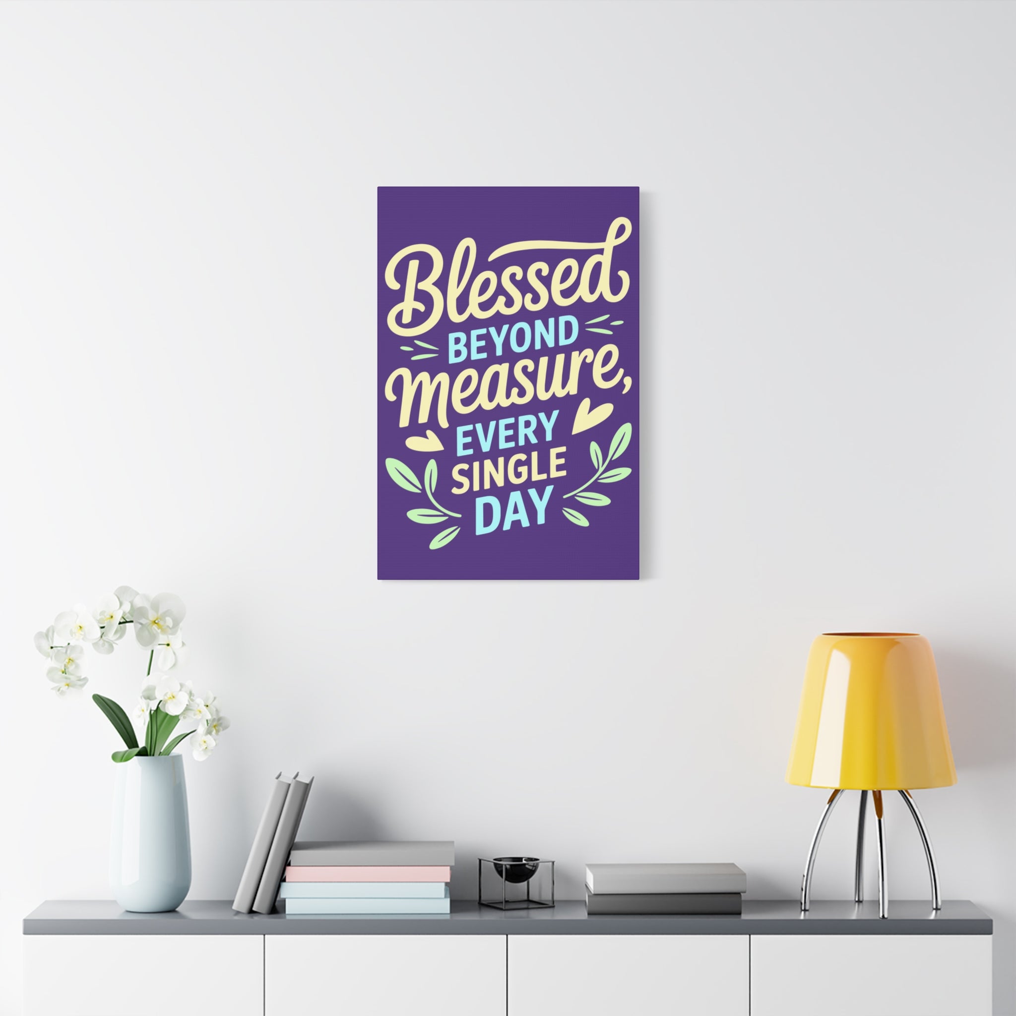 Purple Inspirational Wall Art, Blessed Beyond Measure Canvas, Uplifting Home Decor, Positive Quote Artwork, Gift for Friends & Family