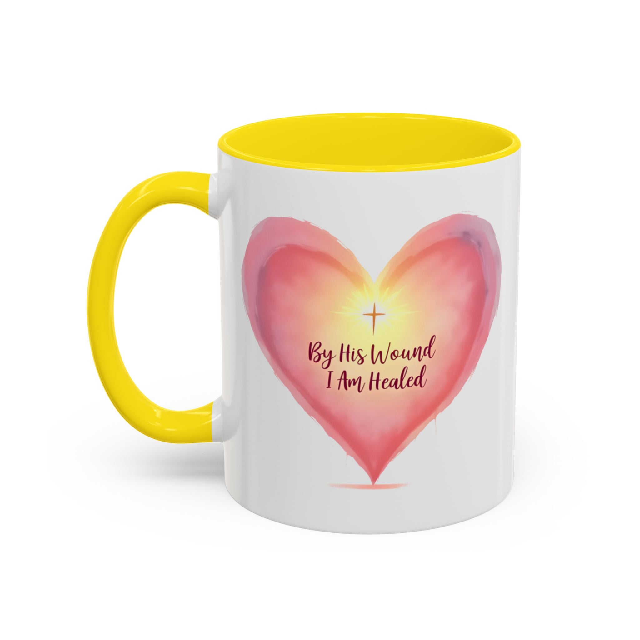 God Heals My Broken Heart Mug, Inspirational Coffee Cup, Heart Design Gift, Christian Faith Mug, Encouragement & Support Beverage