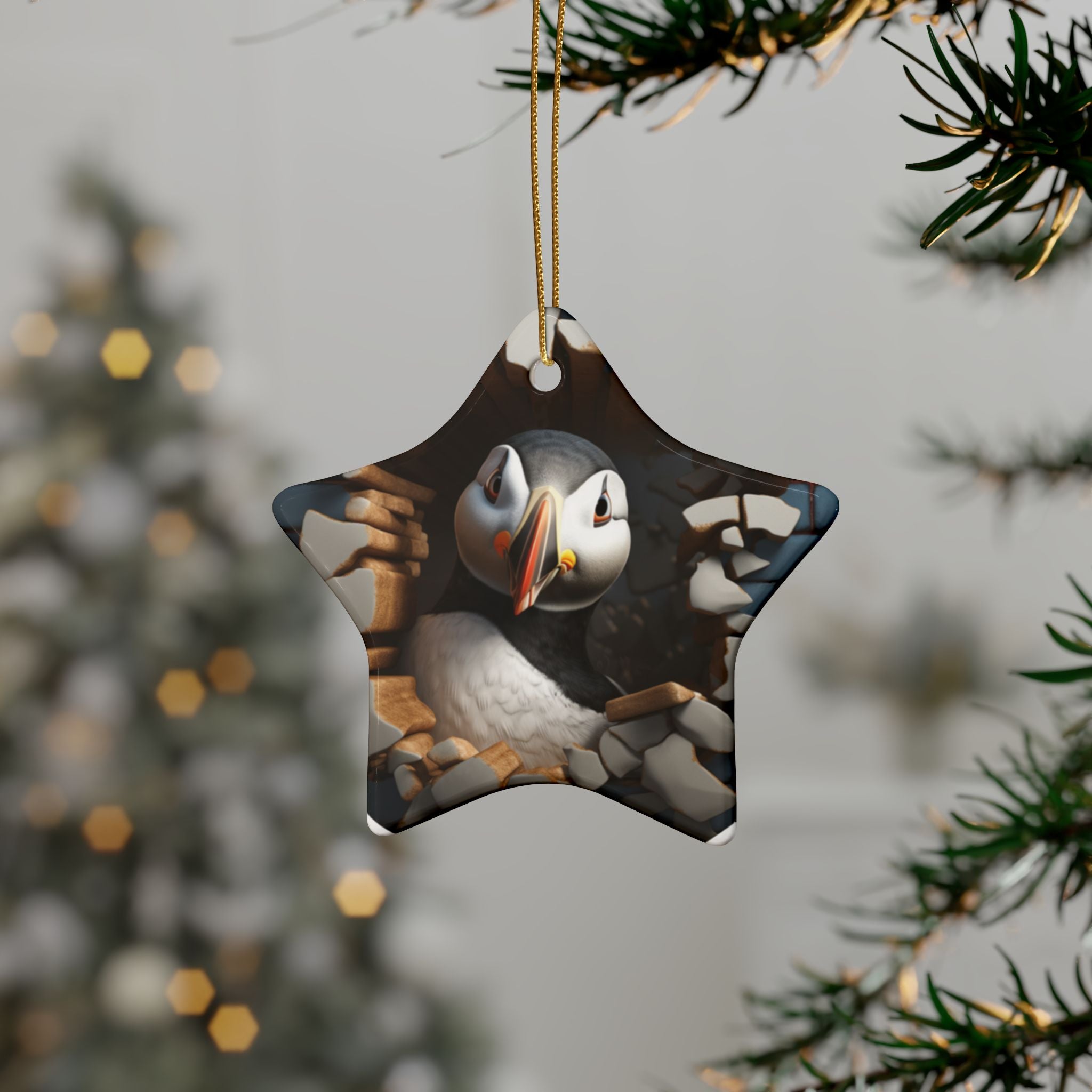 Whimsical Puffin Ceramic Ornaments, Holiday Decor, Unique Gift, Tree Decoration, Home & Garden, Nature Lover's Gift