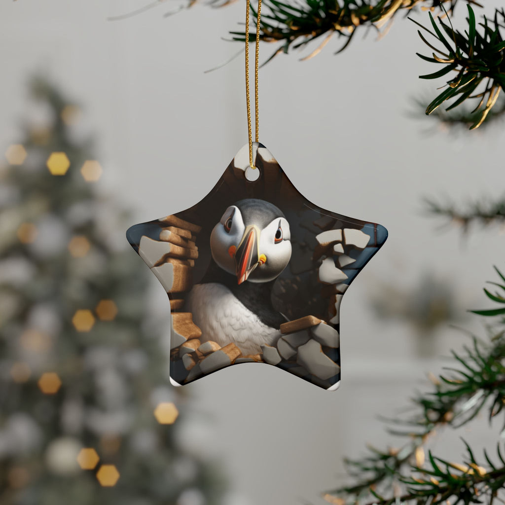 Whimsical Puffin Ceramic Ornaments, Holiday Decor, Unique Gift, Tree Decoration, Home & Garden, Nature Lover's Gift