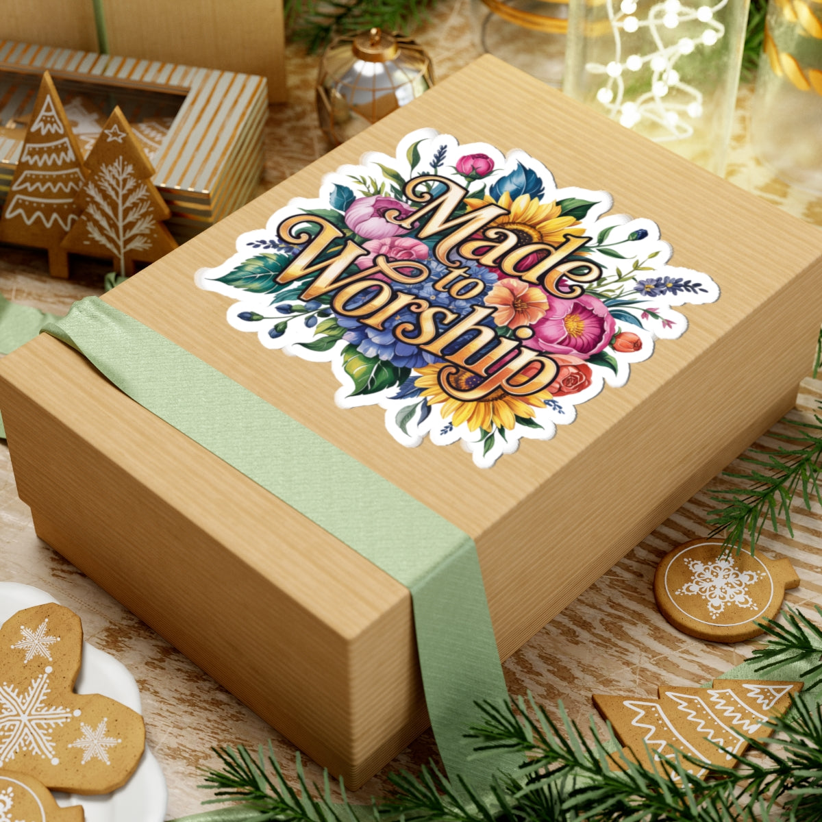 Vibrant Floral Worship Kiss-Cut Stickers, Inspirational Art, Laptop Decor, Scrapbooking, Faith-Based Gifts, Religious Stickers