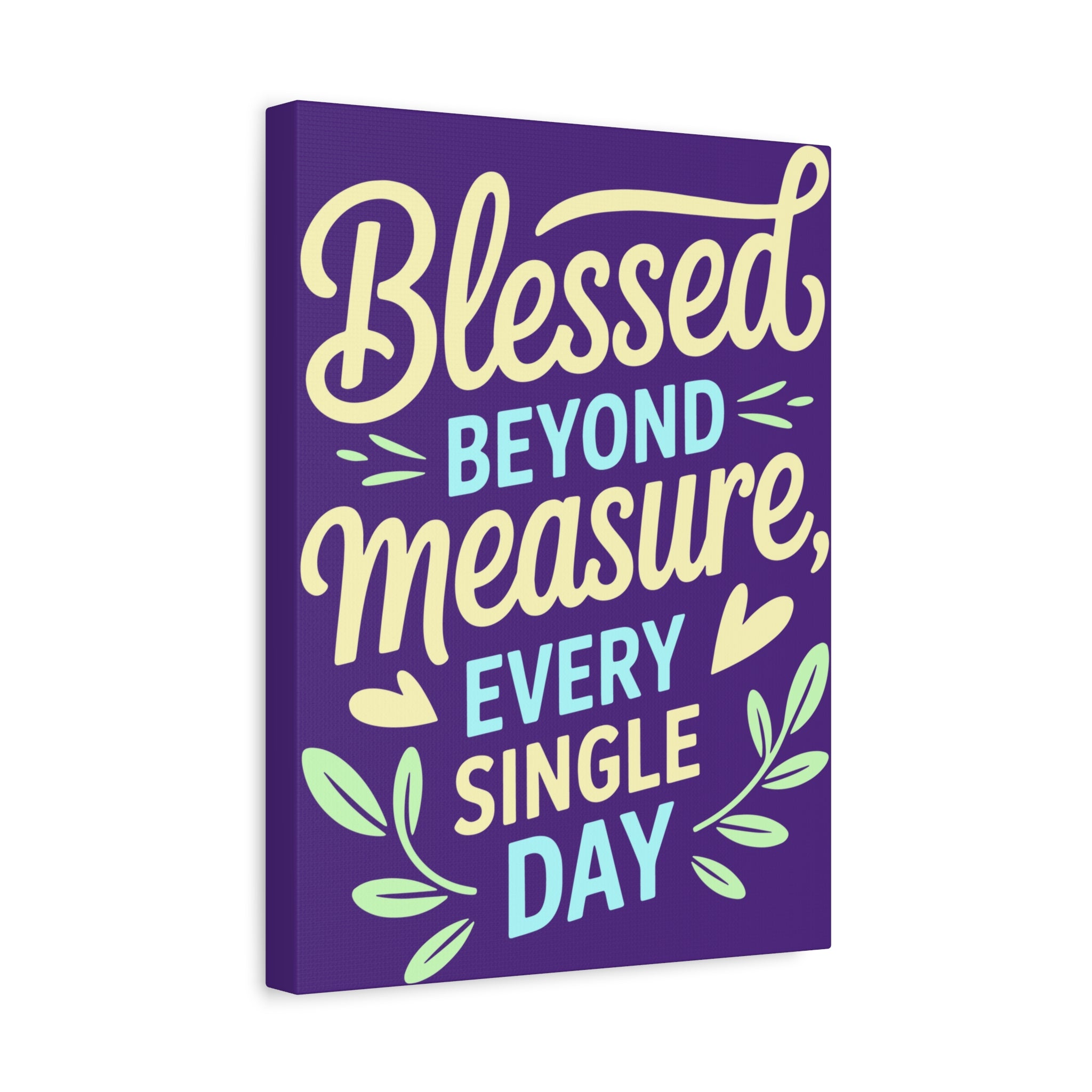 Purple Inspirational Wall Art, Blessed Beyond Measure Canvas, Uplifting Home Decor, Positive Quote Artwork, Gift for Friends & Family