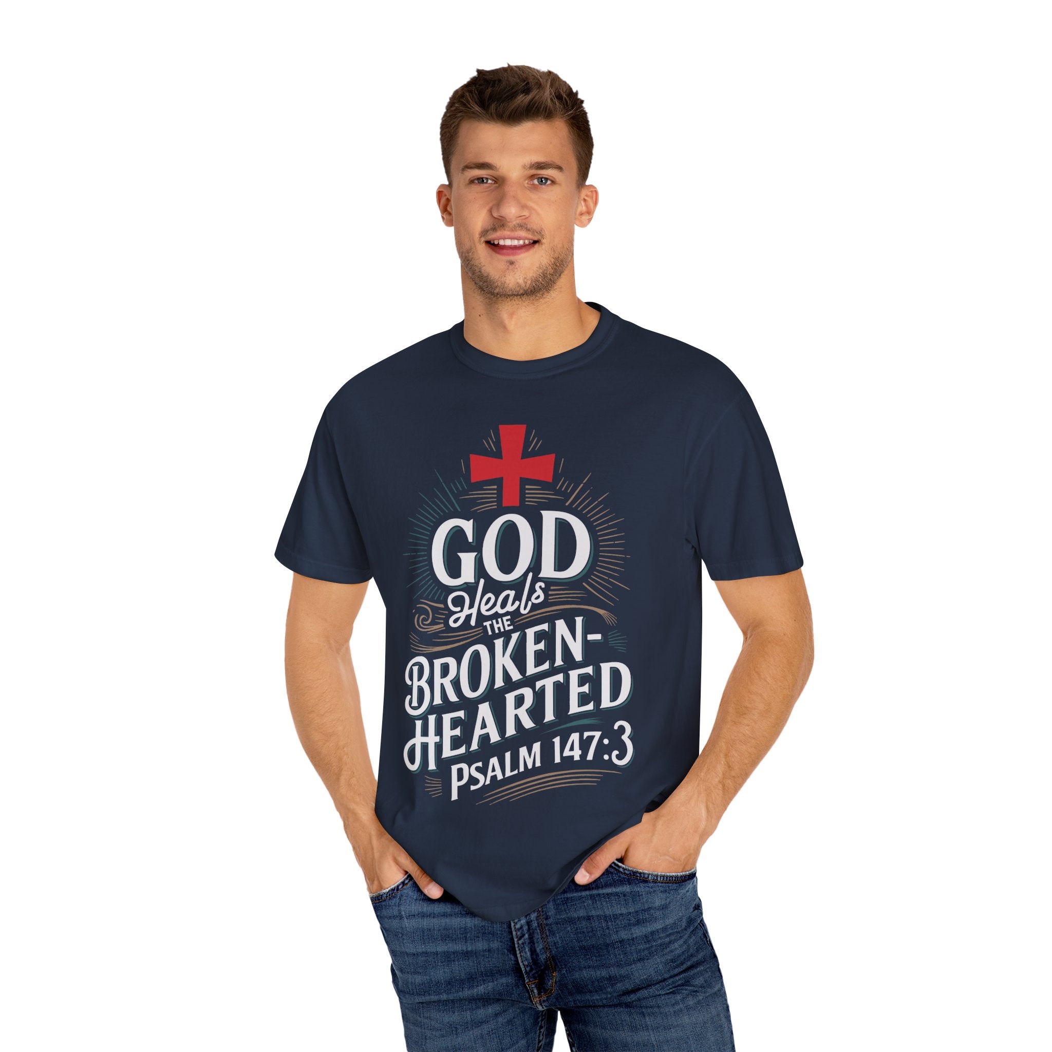 Faith-Inspired Unisex T-Shirt, God Heals The Broken-Hearted Tee