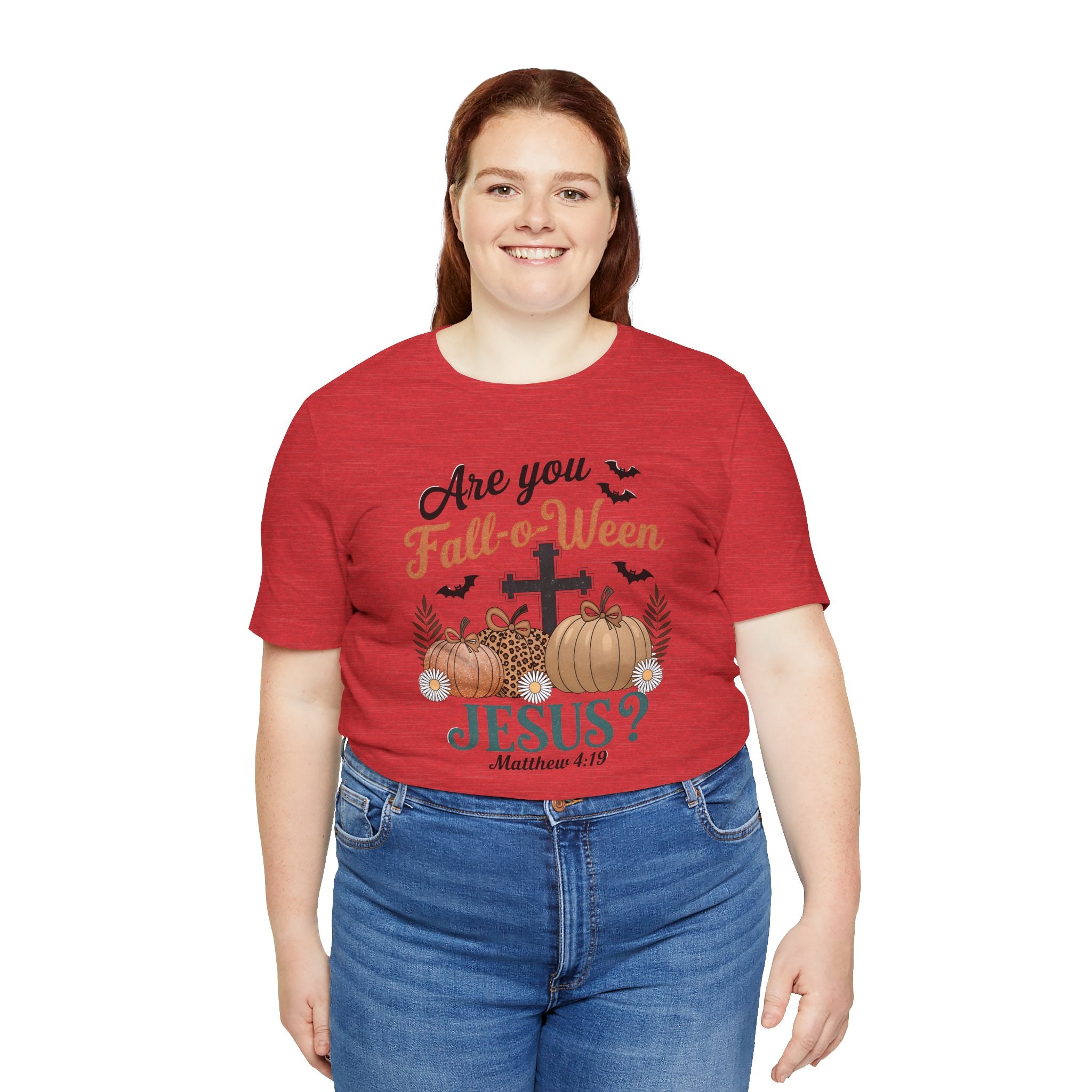 Fall-themed Christian Tee, Are You Fall-o-Ween Jesus?, Unisex Halloween Shirt, Autumn Faith T-Shirt, Pumpkin Design Top