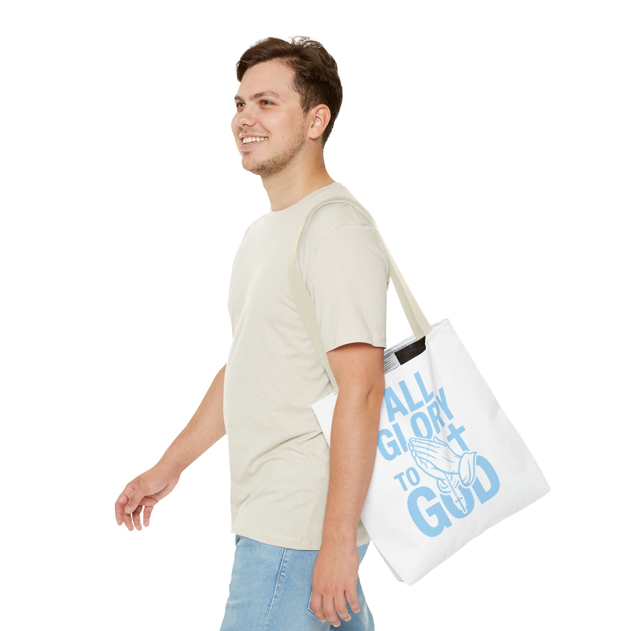 Faith-Inspired Tote Bag, All Glory to God, Christian Gift, Reusable Shopping Bag, Inspirational Tote, Church Event Carryall