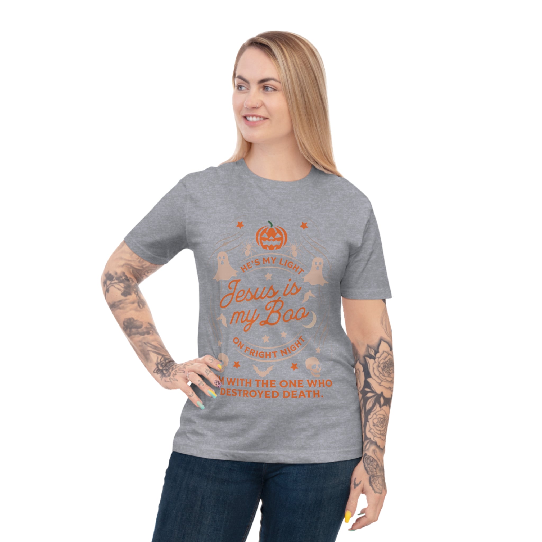 Halloween Christian T-Shirt with Fun Ghost Designs, Jesus is My Boo, Spooky Season Apparel, Faithful Holiday Shirt, Unique Gift for [...]
