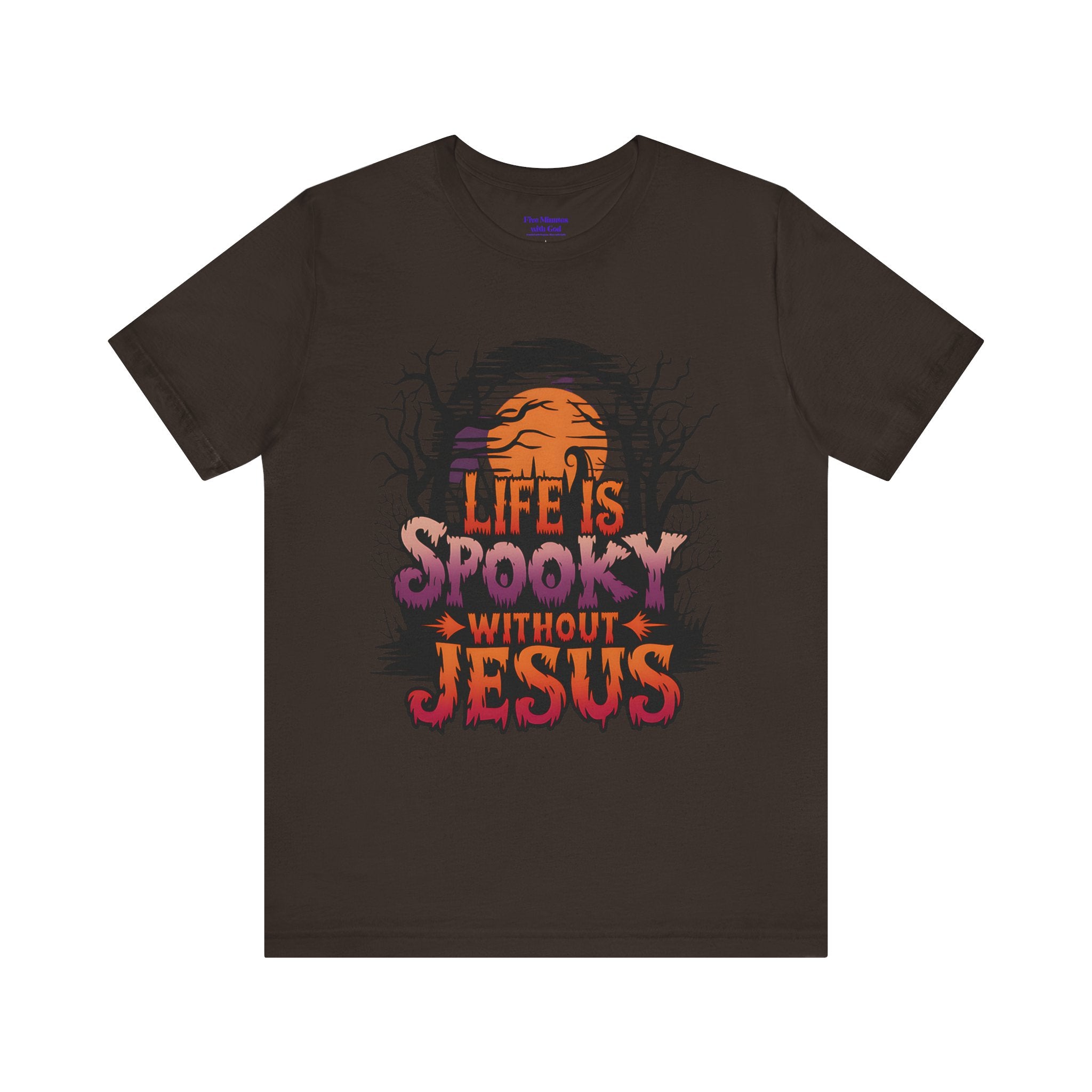 Spooky Jesus Tee - Short Sleeve Unisex Jersey Shirt, Halloween Apparel, Faith-Based Gift, Casual Wear, Everyday Comfort