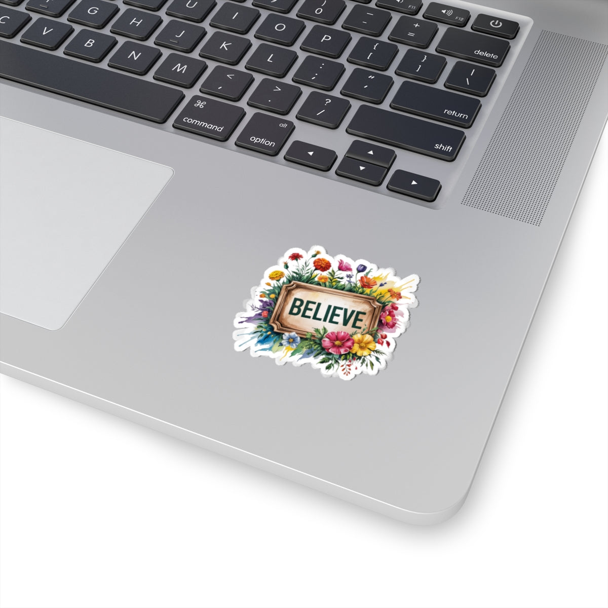 Floral Believe Kiss-Cut Stickers, Motivational Decor, Laptop, Journal, Phone, Personal Gifts, Flower Stickers