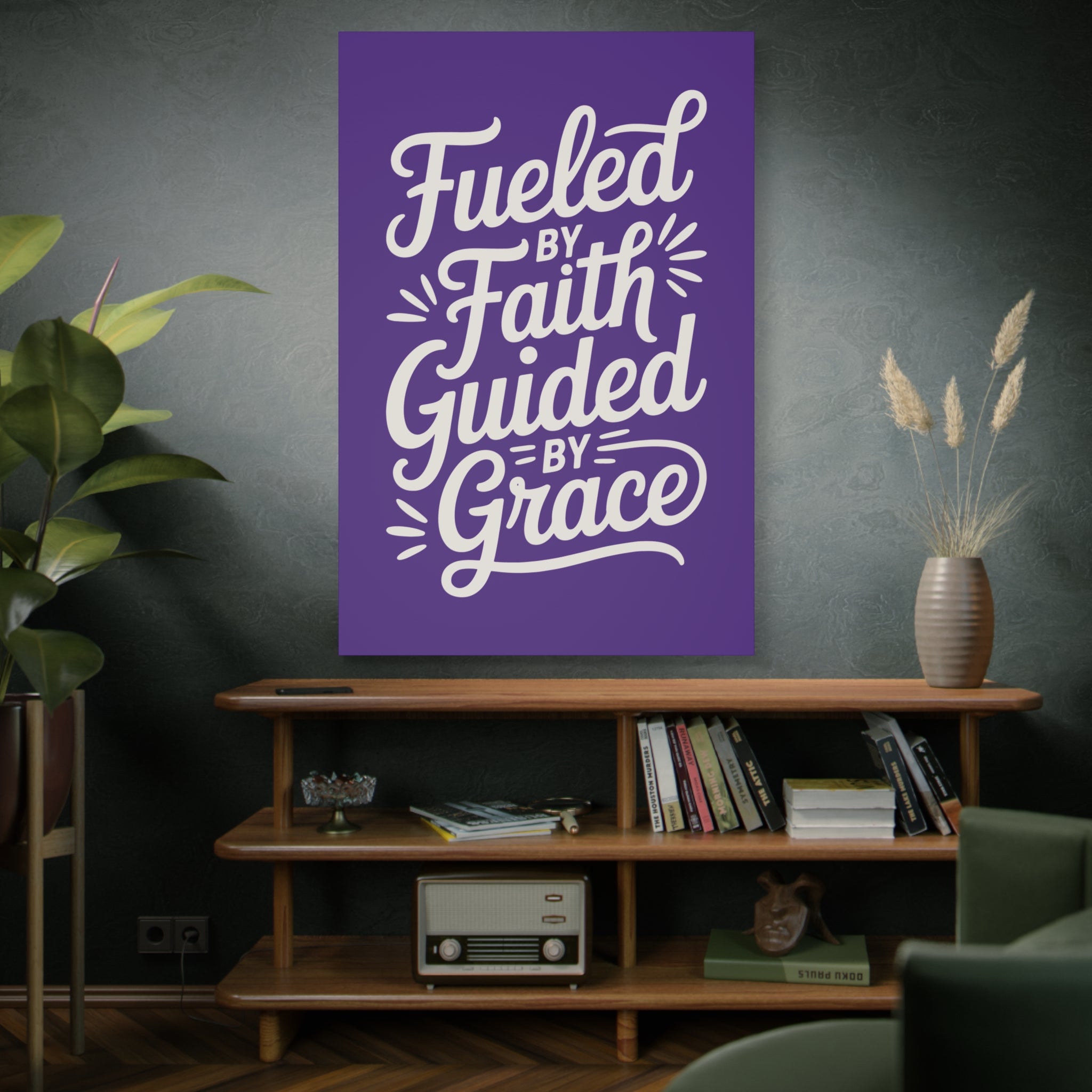 Purple Stretched Canvas Art, Motivational Wall Decor, Home Inspirational Art, Faith-Based Decor, Gift for Faith Lovers
