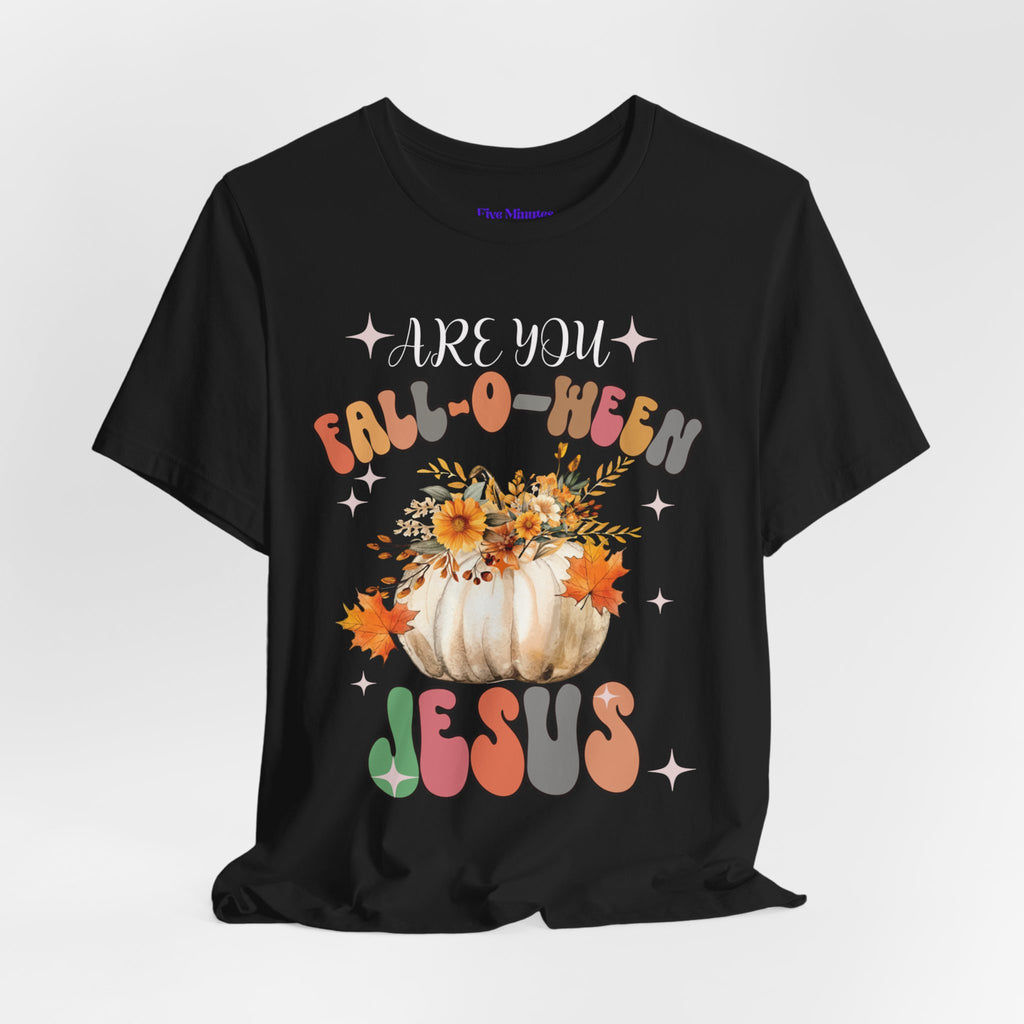 Fall-Themed Jesus Tee, Unisex Jersey T-Shirt, Cozy Autumn Apparel, Thanksgiving Gift, Fall Celebration Shirt, Christian Fashion