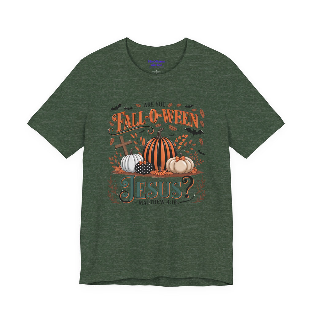 Fall-O-Ween Jesus Tee, Funny Fall T-Shirt, Unisex Pumpkin Shirt, Halloween Christian Top, Autumn Graphic Tee, Religious Casual Wear