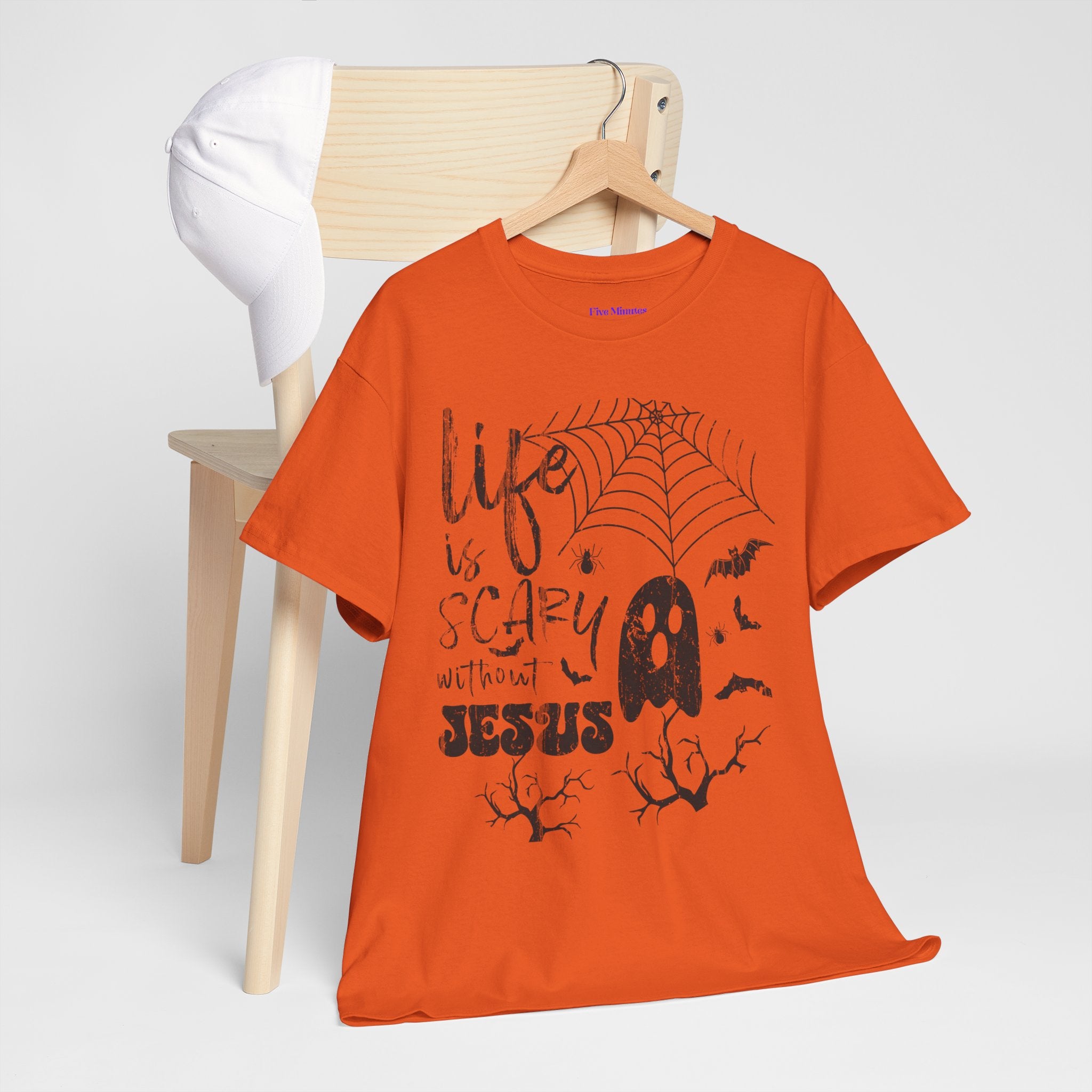 Halloween Ghost Tee: Life is Scary Without Jesus, Unisex Heavy Cotton T-Shirt, Halloween Shirt, Faith-Based Apparel, Cute Ghost Tee, [...]