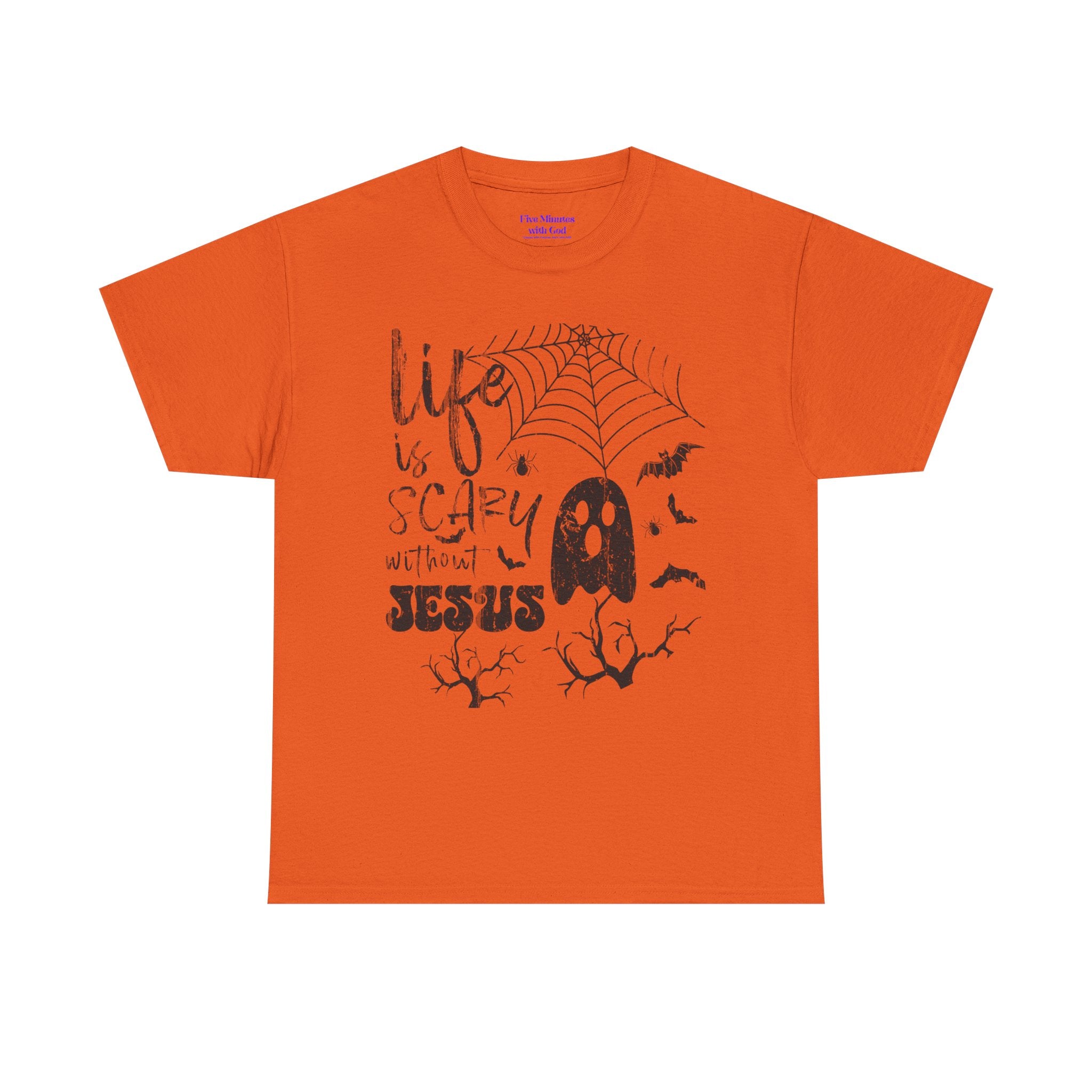 Halloween Ghost Tee: Life is Scary Without Jesus, Unisex Heavy Cotton T-Shirt, Halloween Shirt, Faith-Based Apparel, Cute Ghost Tee, [...]