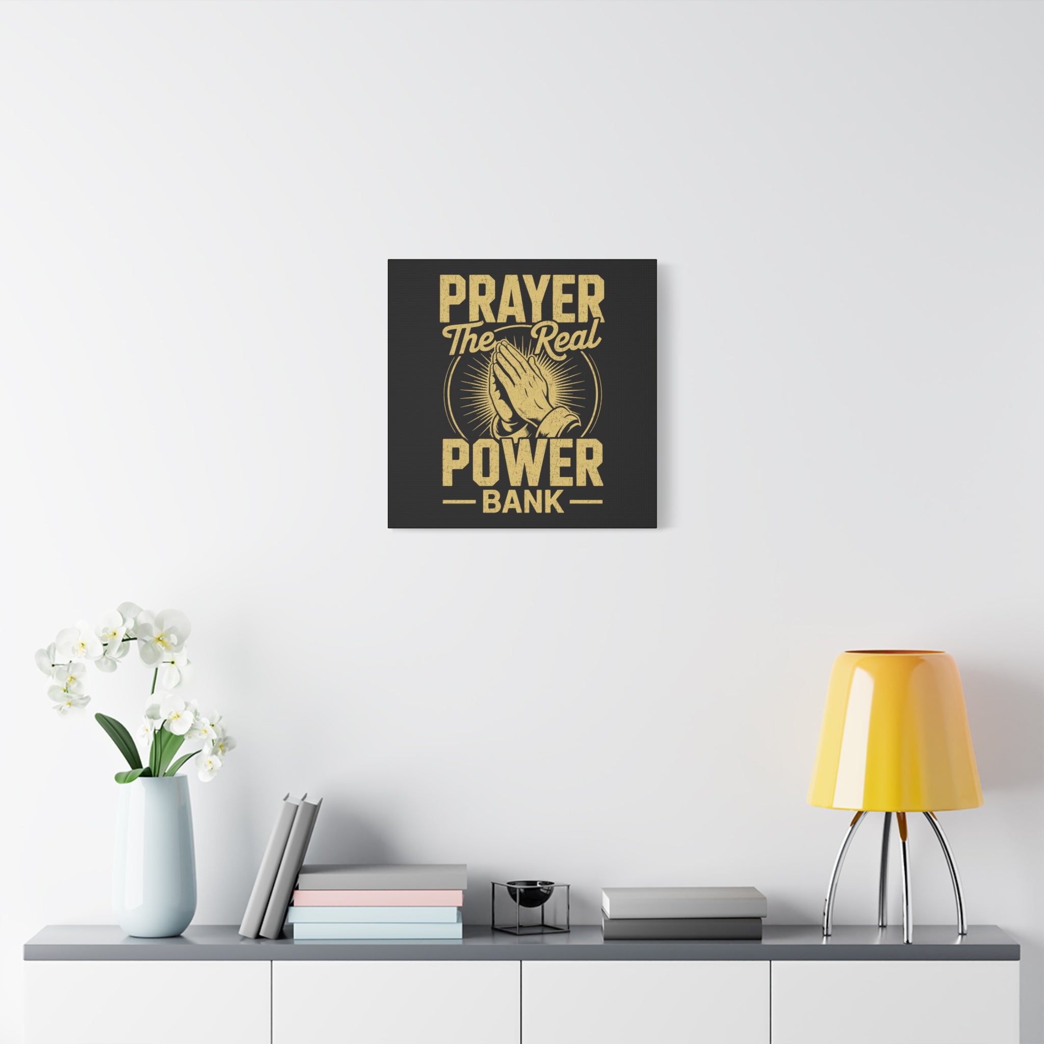 Matte Canvas Wall Art - 'Prayer The Real Power Bank'