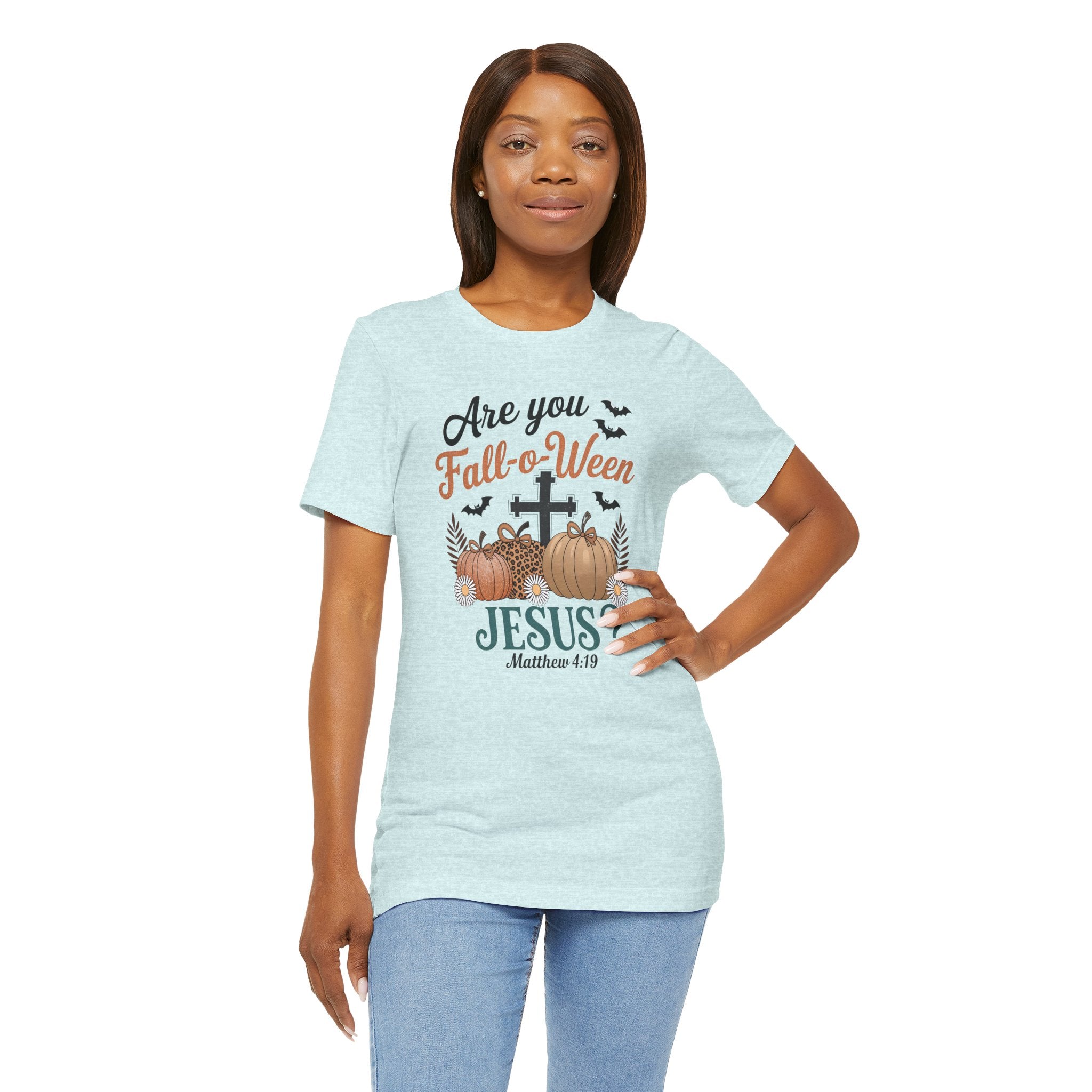 Fall-themed Christian Tee, Are You Fall-o-Ween Jesus?, Unisex Halloween Shirt, Autumn Faith T-Shirt, Pumpkin Design Top