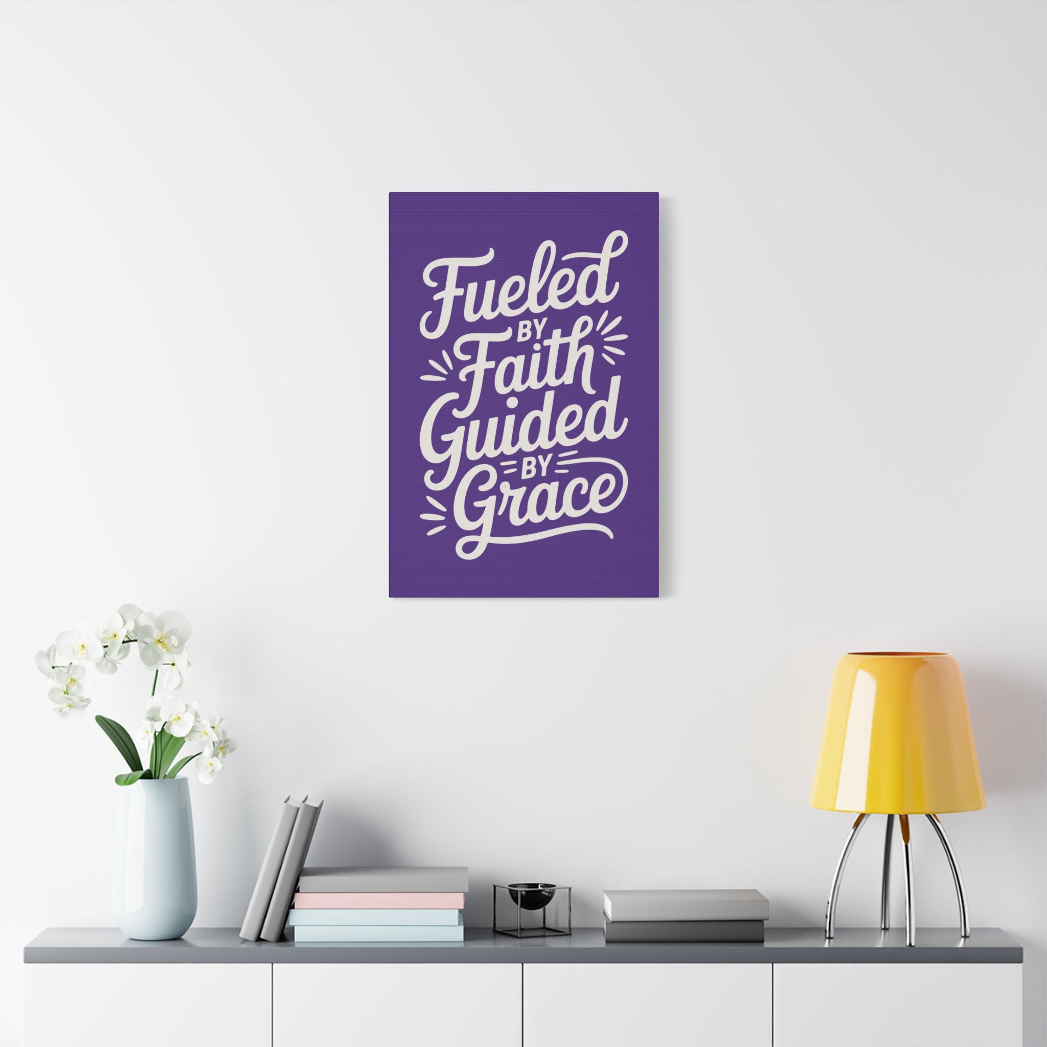 Purple Stretched Canvas Art, Motivational Wall Decor, Home Inspirational Art, Faith-Based Decor, Gift for Faith Lovers