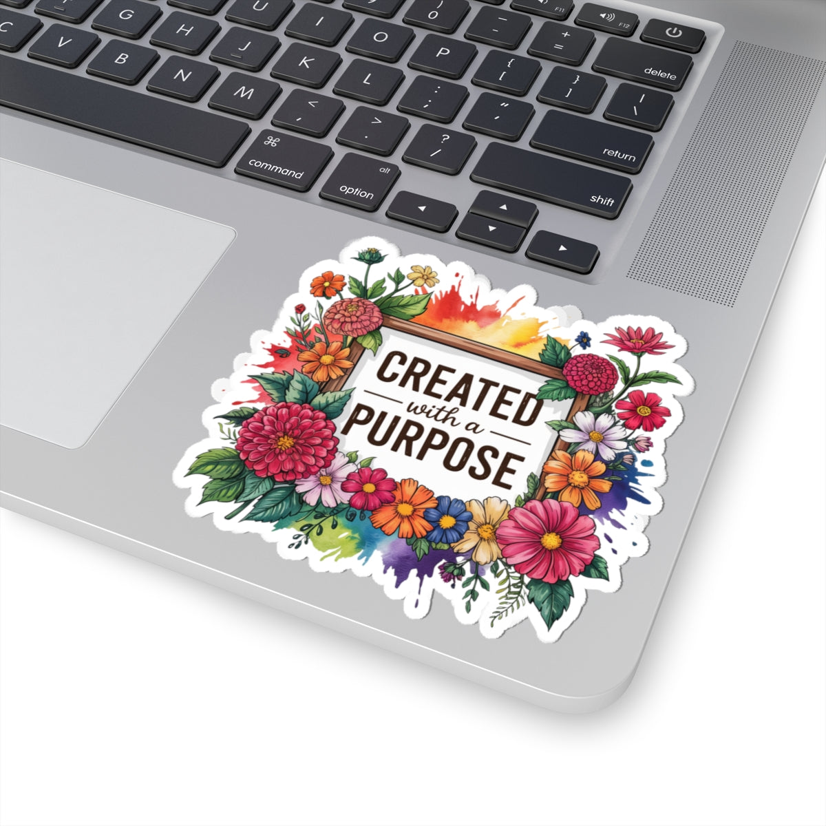 Floral Inspirational Stickers, Created with a Purpose Art, Laptop Decor, Journal Accessories, Gift for Flower Lovers