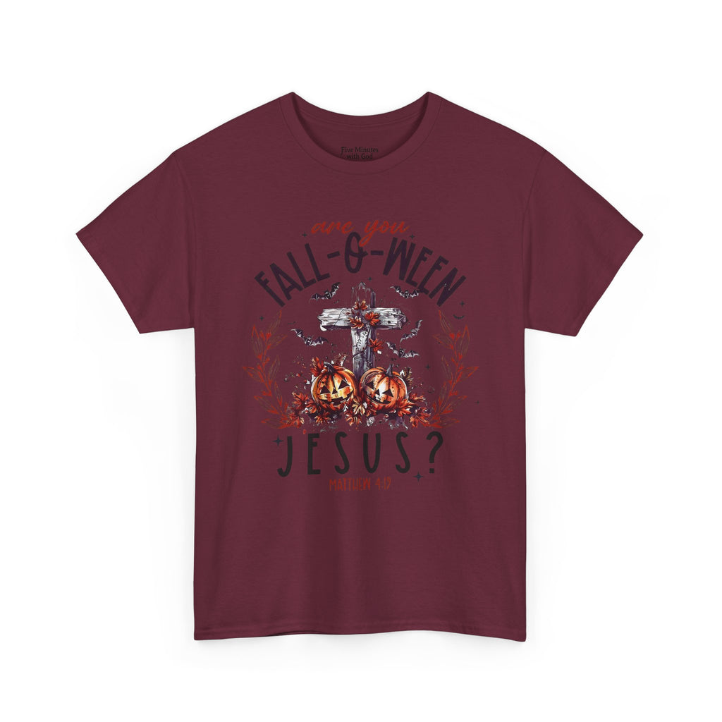 Fall-O-Ween Jesus Unisex Heavy Cotton Tee, Halloween Shirt, Christian T-Shirt, Autumn Apparel, Gift for Him/Her