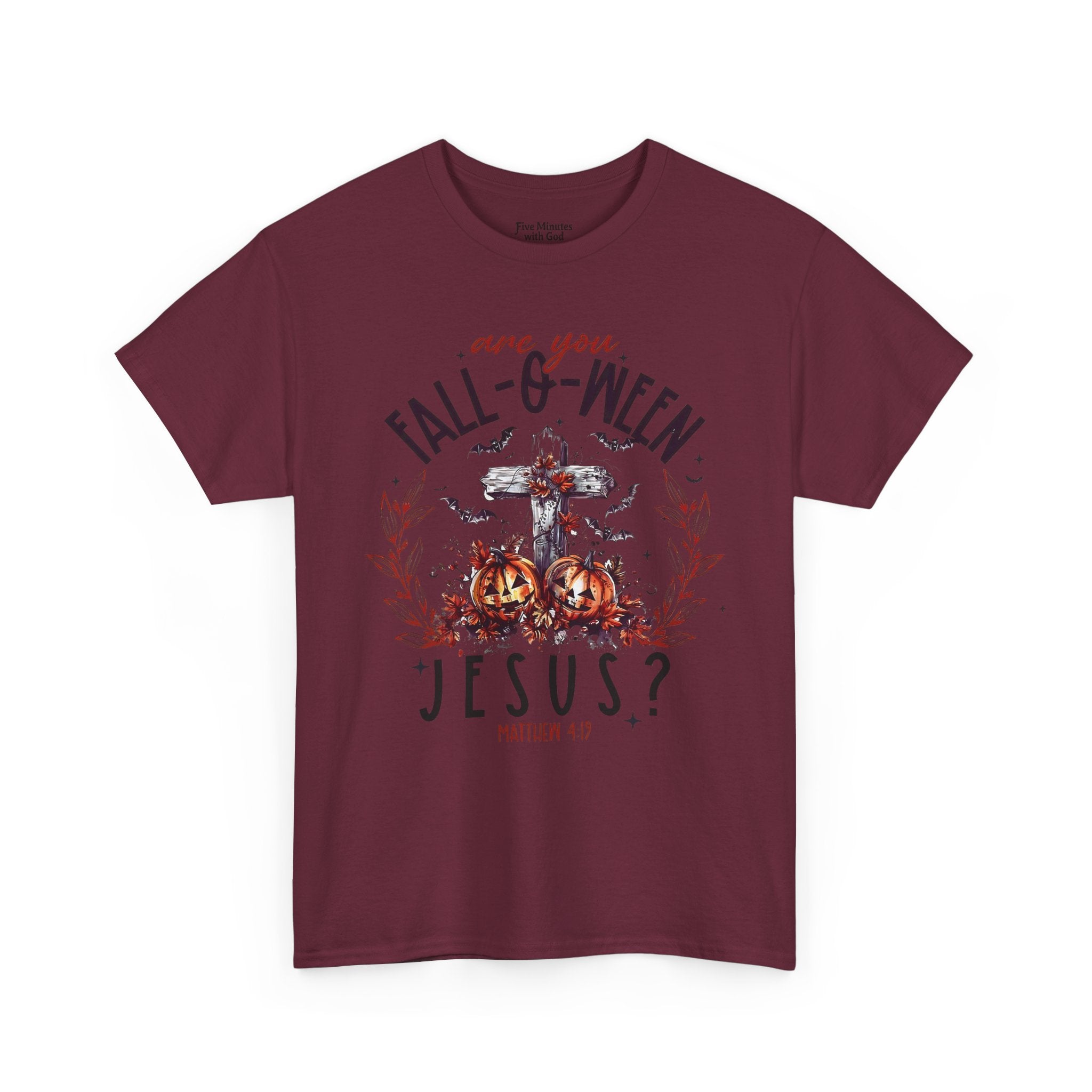 Fall-O-Ween Jesus Unisex Heavy Cotton Tee, Halloween Shirt, Christian T-Shirt, Autumn Apparel, Gift for Him/Her