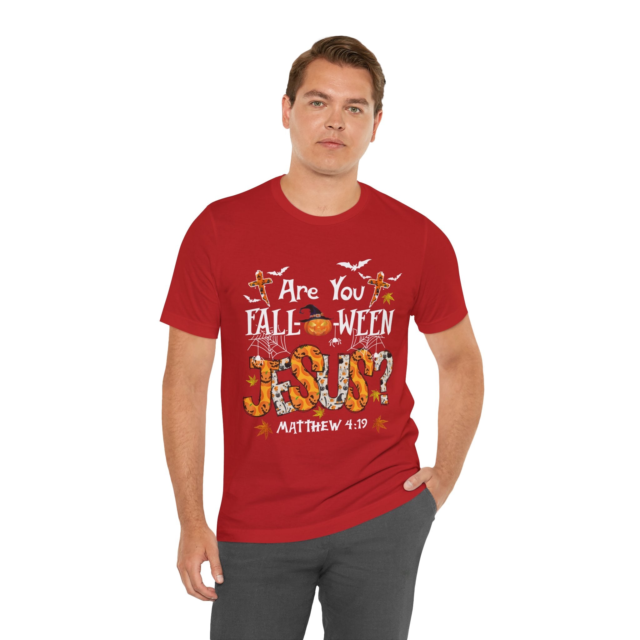 Jesus? Unisex Short Sleeve Tee | Fall Inspired T-Shirt, Autumn Apparel, Halloween Gift, Cozy Casual Wear, Everyday Style