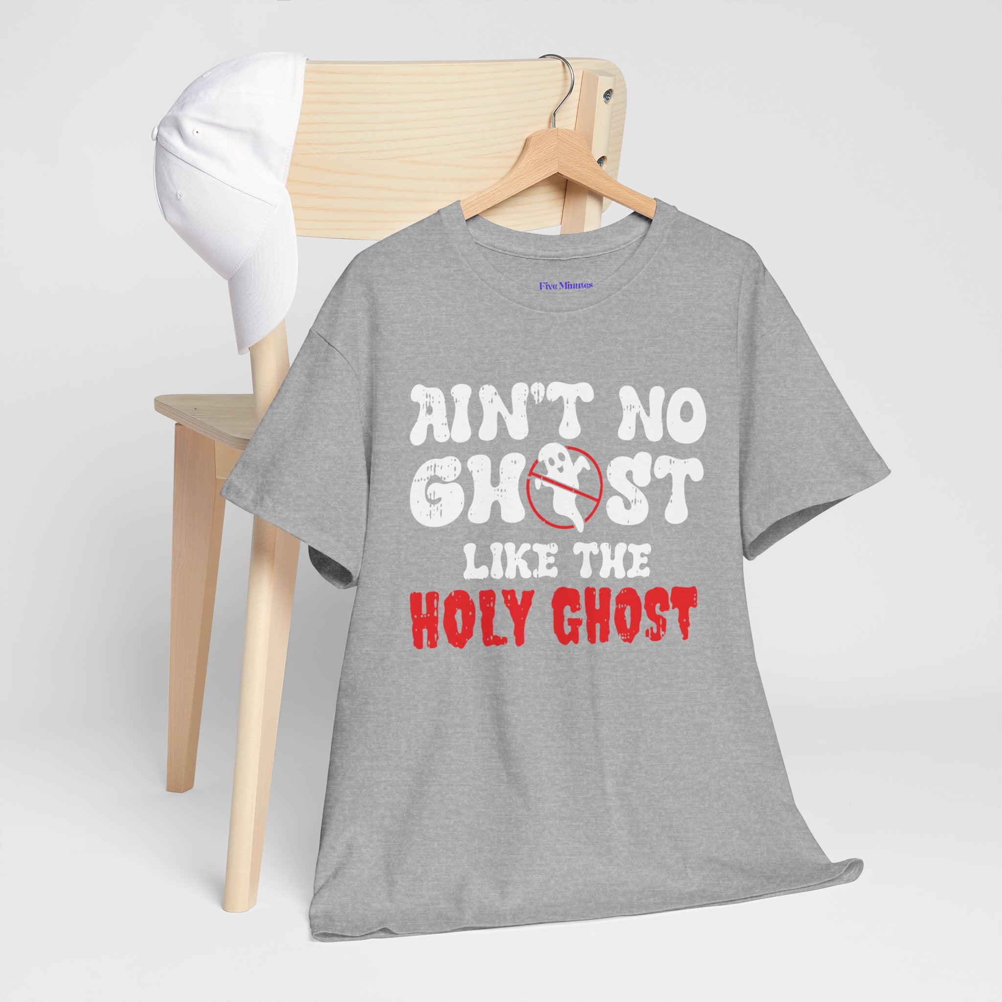 Unisex Heavy Cotton Tee: Ain't No Ghost Like The Holy Ghost, Funny Halloween Shirt, Spooky Gift, Autumn Apparel, Ouija Tee, Party Wear
