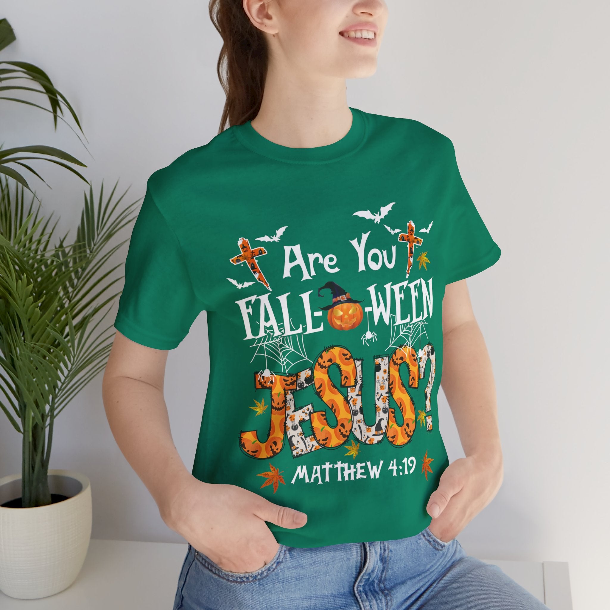 Jesus? Unisex Short Sleeve Tee | Fall Inspired T-Shirt, Autumn Apparel, Halloween Gift, Cozy Casual Wear, Everyday Style
