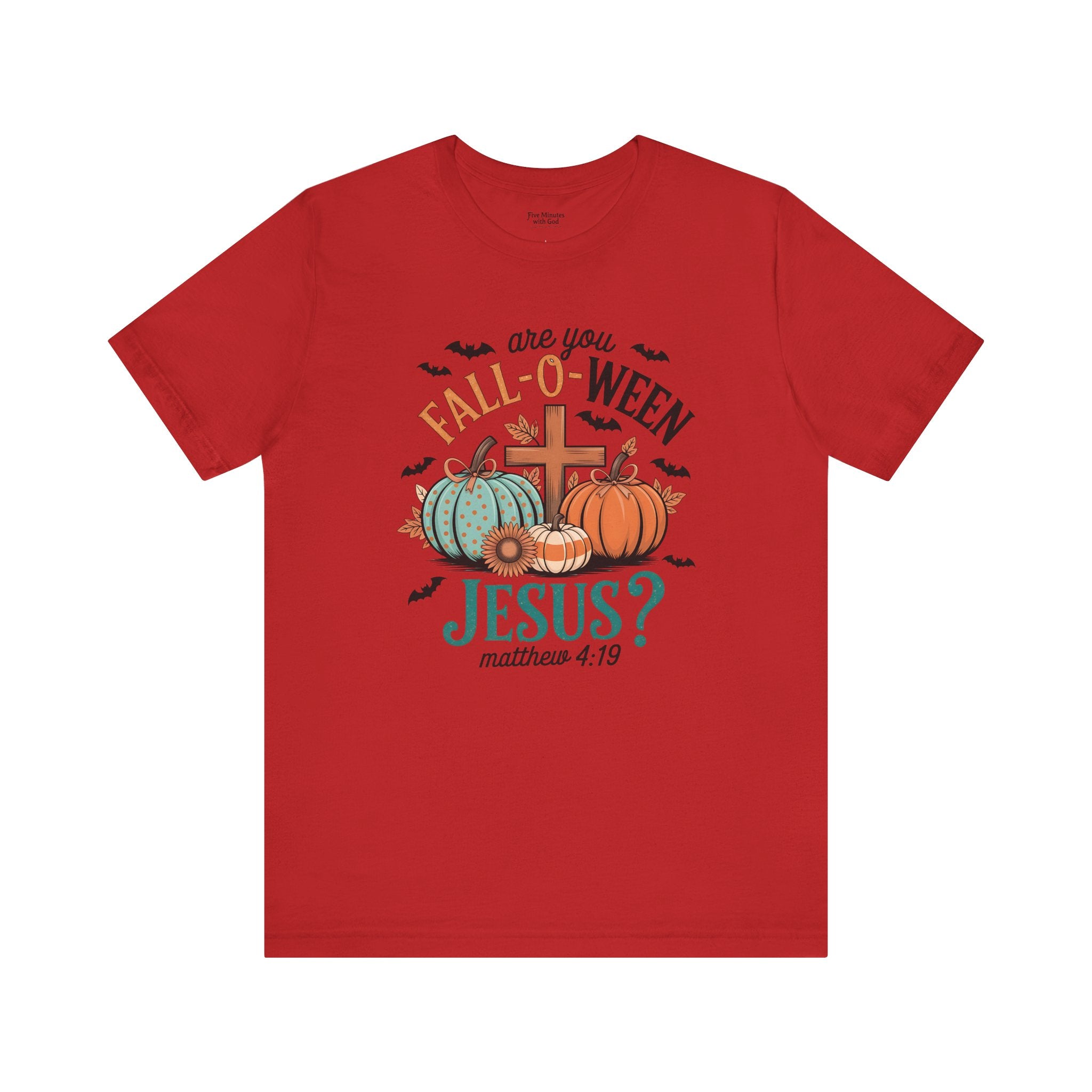 Fall-Themed Jesus T-Shirt, Unisex Short Sleeve Tee, Christian Apparel, Autumn Wear, Pumpkin Design, Halloween Celebration